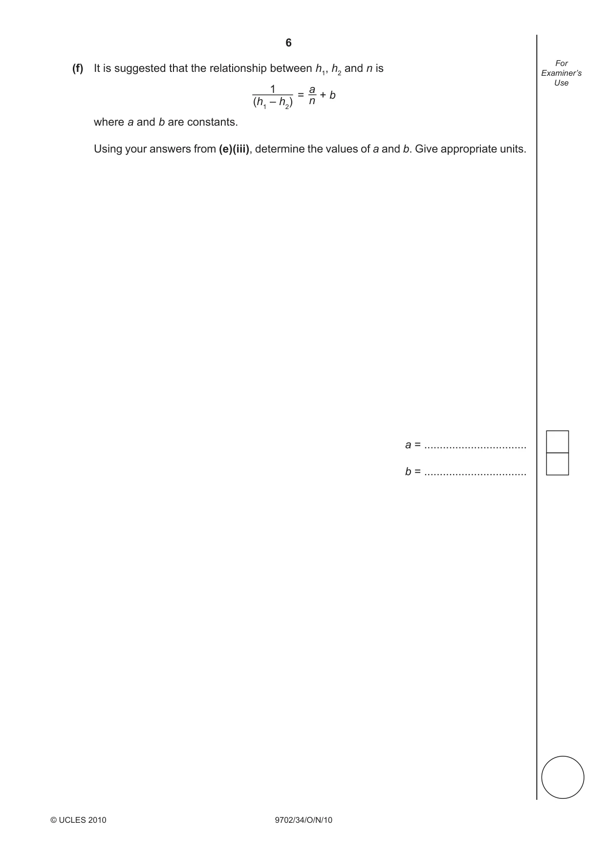Cambridge A Level Physics 9702 2010 Oct/Nov Paper 3 · Variant 4 question paper, page 6 of 12