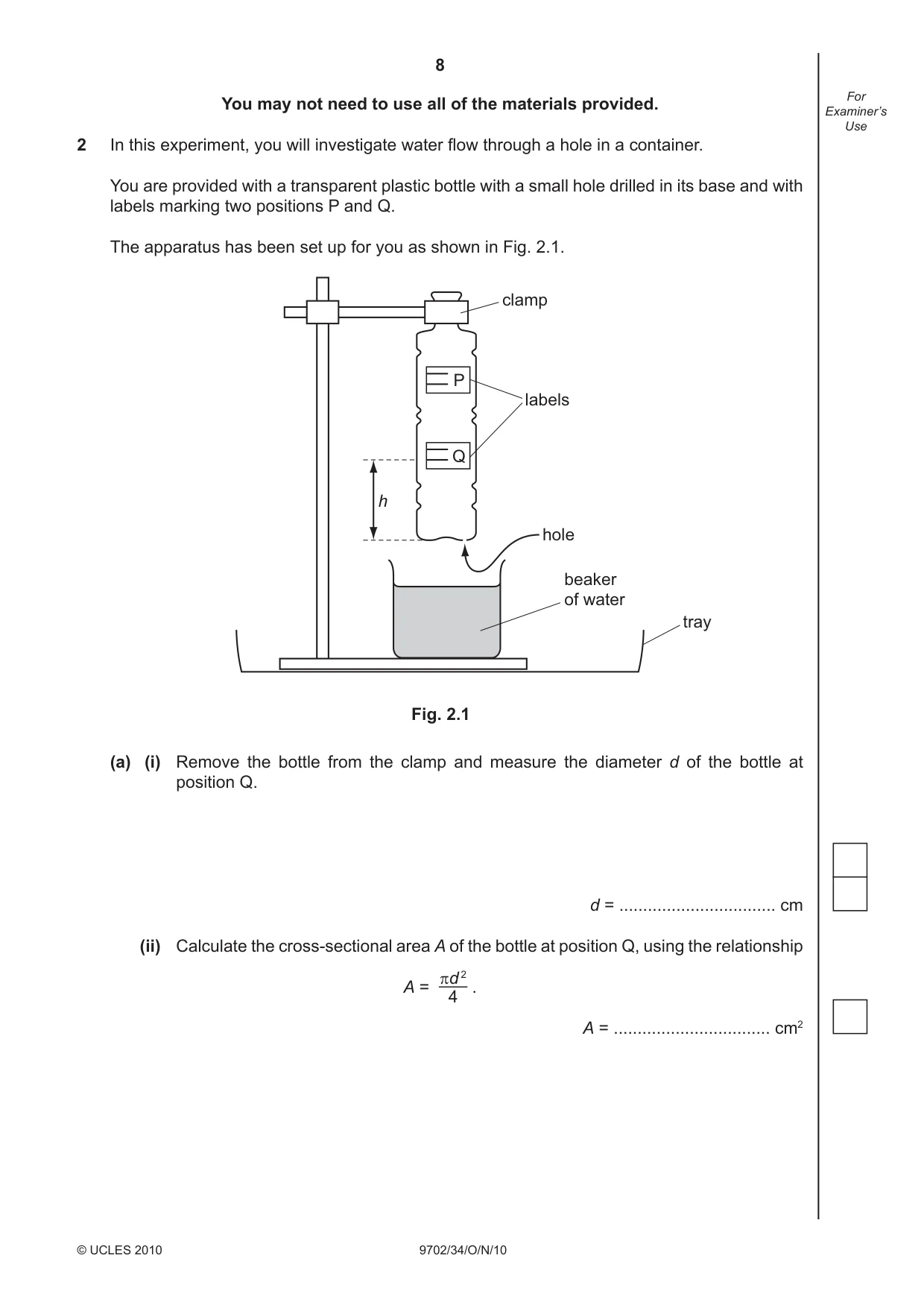 Cambridge A Level Physics 9702 2010 Oct/Nov Paper 3 · Variant 4 question paper, page 8 of 12