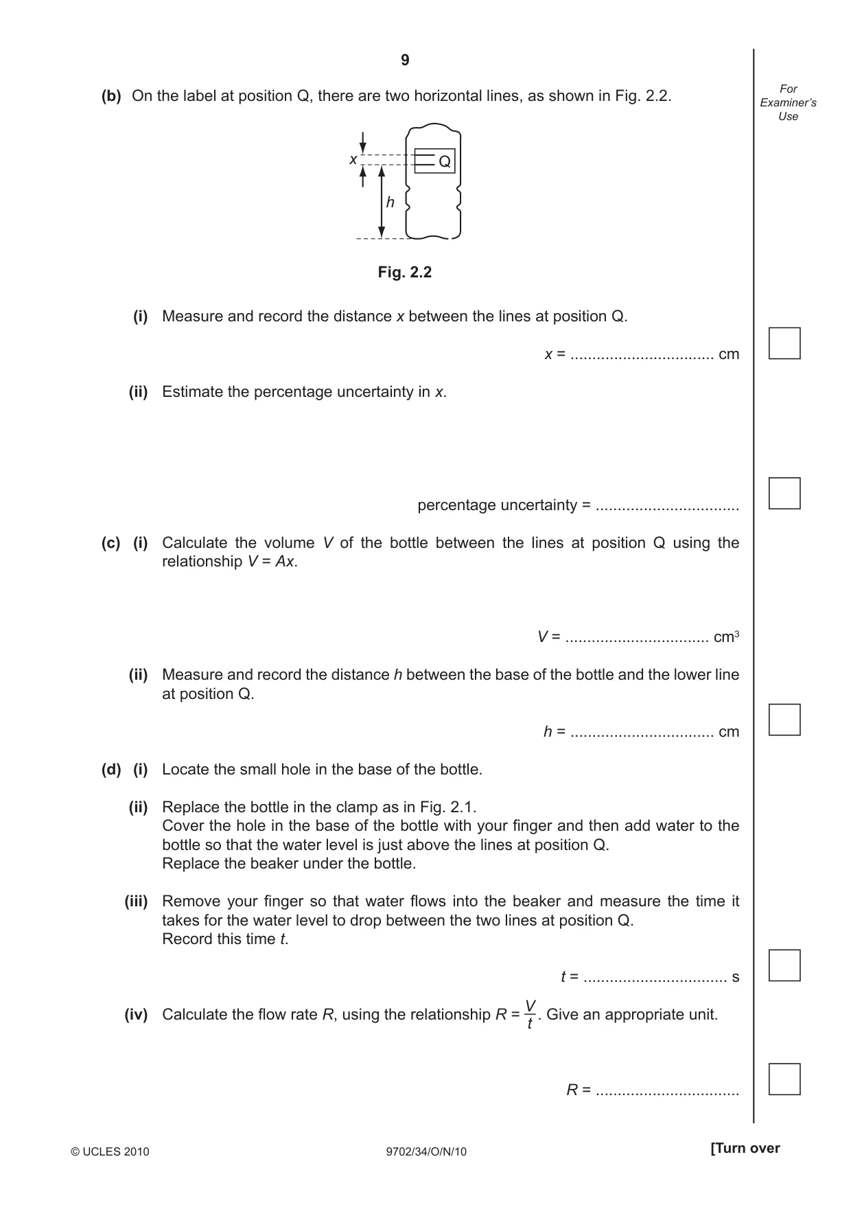 Cambridge A Level Physics 9702 2010 Oct/Nov Paper 3 · Variant 4 question paper, page 9 of 12