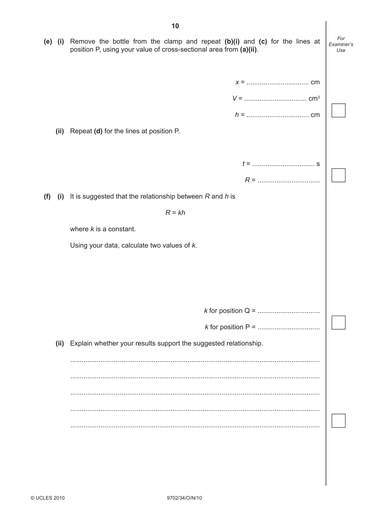 Cambridge A Level Physics 9702 2010 Oct/Nov Paper 3 · Variant 4 question paper, page 10 of 12