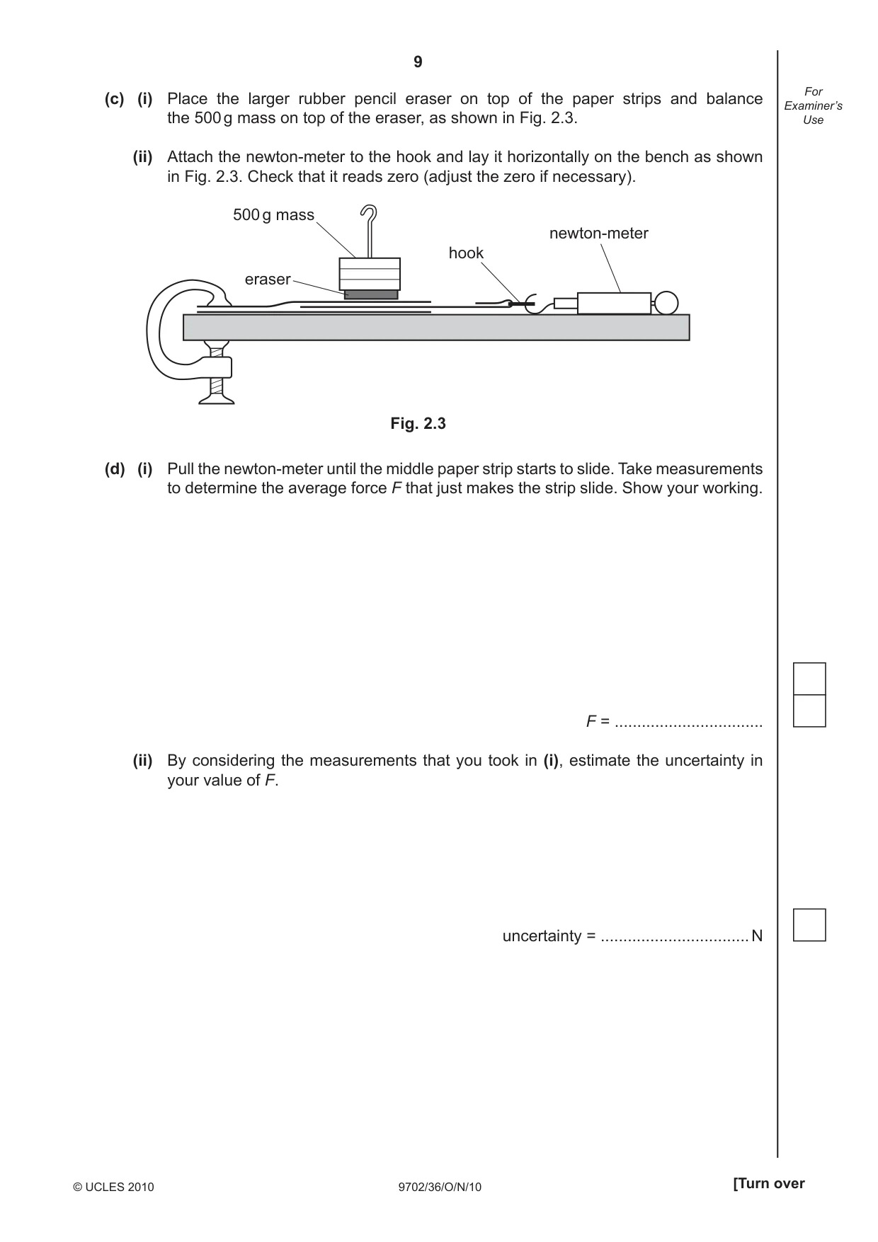 Cambridge A Level Physics 9702 2010 Oct/Nov Paper 3 · Variant 6 question paper, page 9 of 12