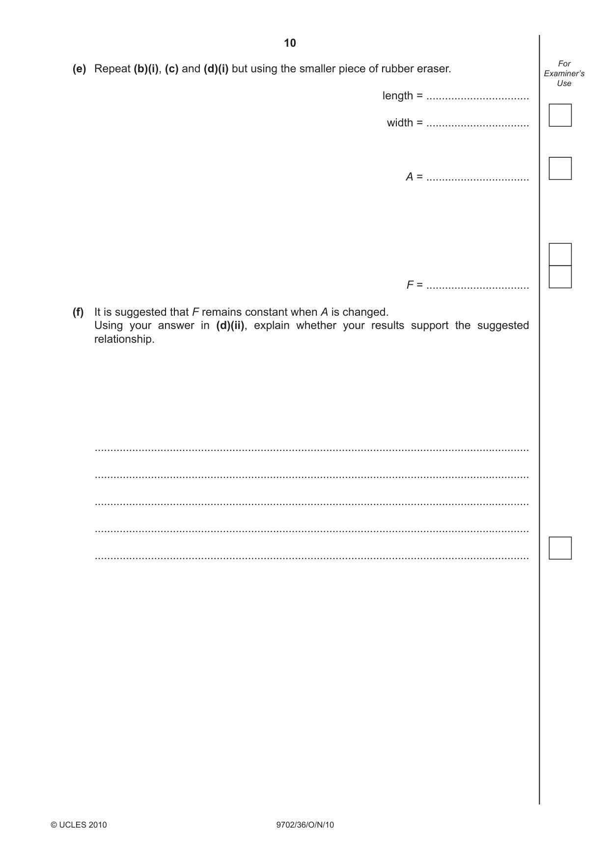 Cambridge A Level Physics 9702 2010 Oct/Nov Paper 3 · Variant 6 question paper, page 10 of 12