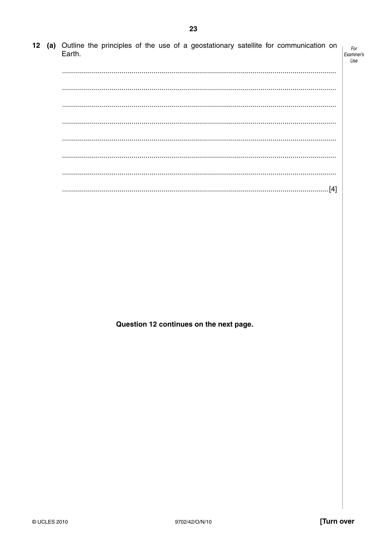 Cambridge A Level Physics 9702 2010 Oct/Nov Paper 4 · Variant 2 question paper, page 23 of 24