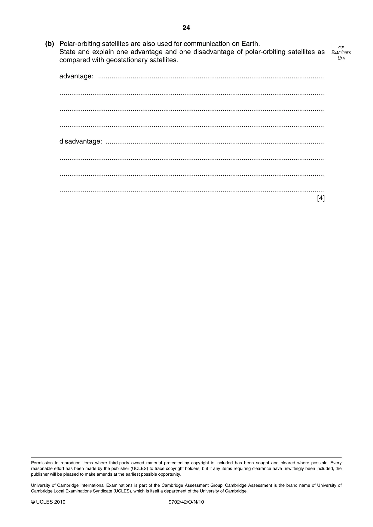 Cambridge A Level Physics 9702 2010 Oct/Nov Paper 4 · Variant 2 question paper, page 24 of 24