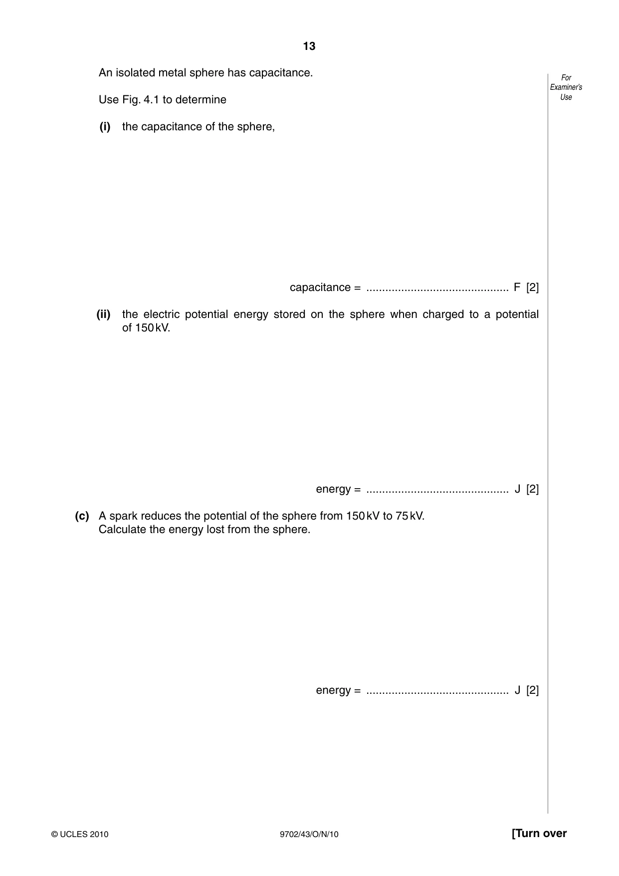 Cambridge A Level Physics 9702 2010 Oct/Nov Paper 4 · Variant 3 question paper, page 13 of 24