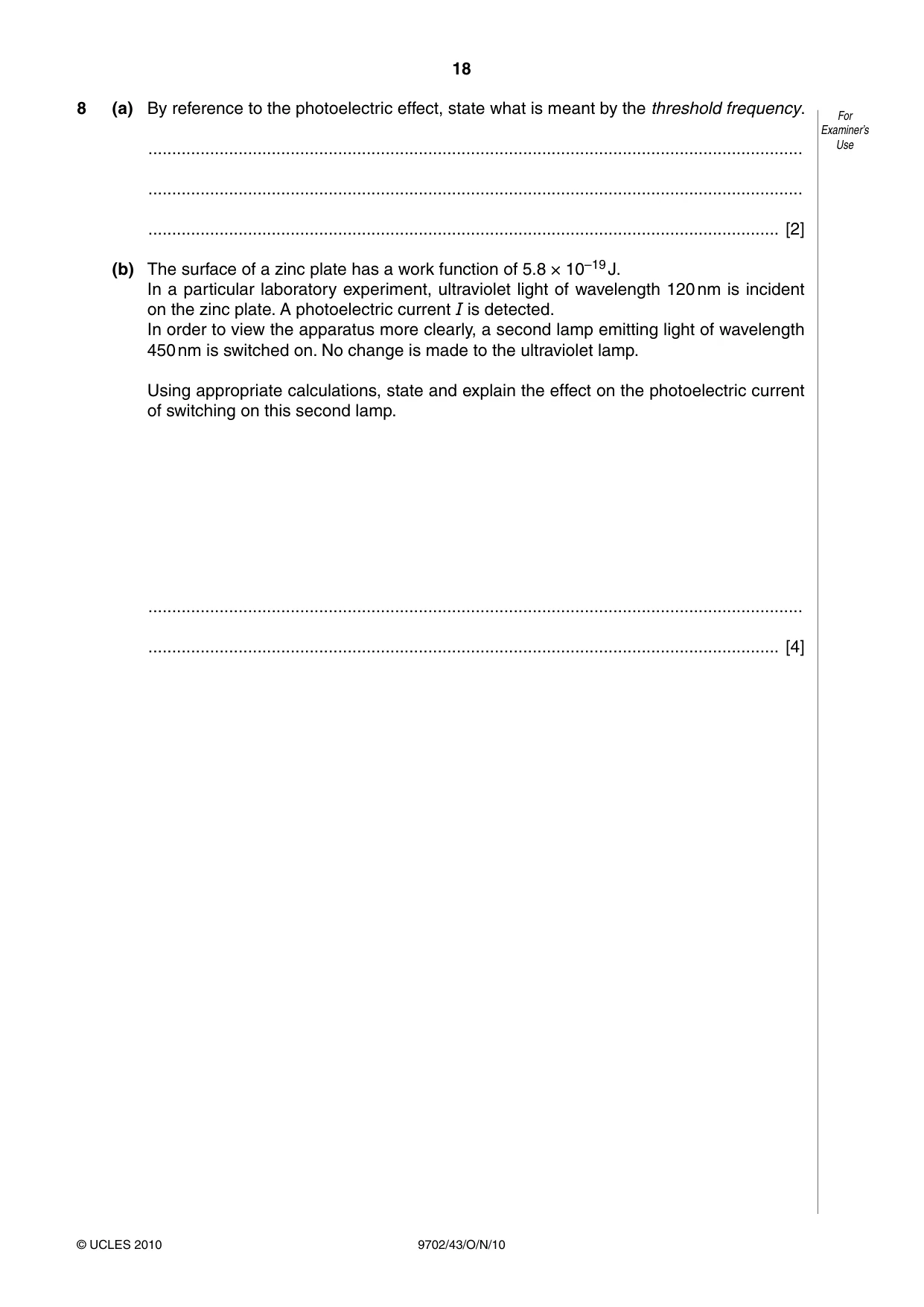 Cambridge A Level Physics 9702 2010 Oct/Nov Paper 4 · Variant 3 question paper, page 18 of 24