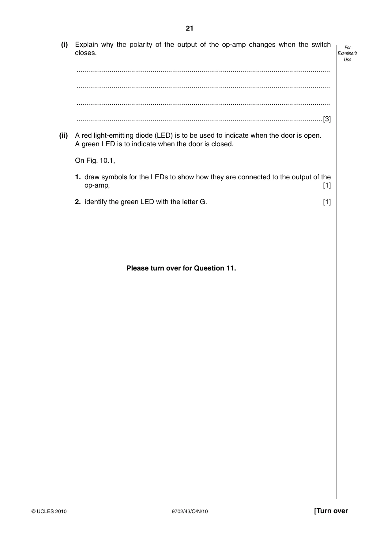Cambridge A Level Physics 9702 2010 Oct/Nov Paper 4 · Variant 3 question paper, page 21 of 24
