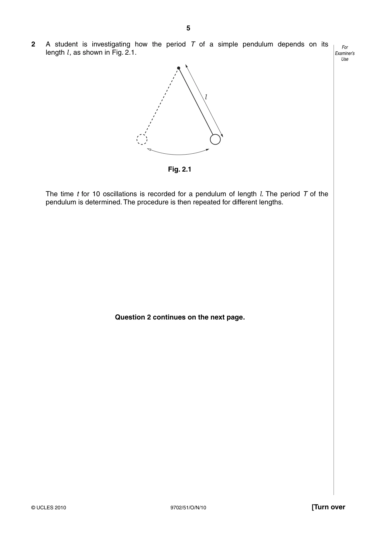 Cambridge A Level Physics 9702 2010 Oct/Nov Paper 5 · Variant 1 question paper, page 5 of 8