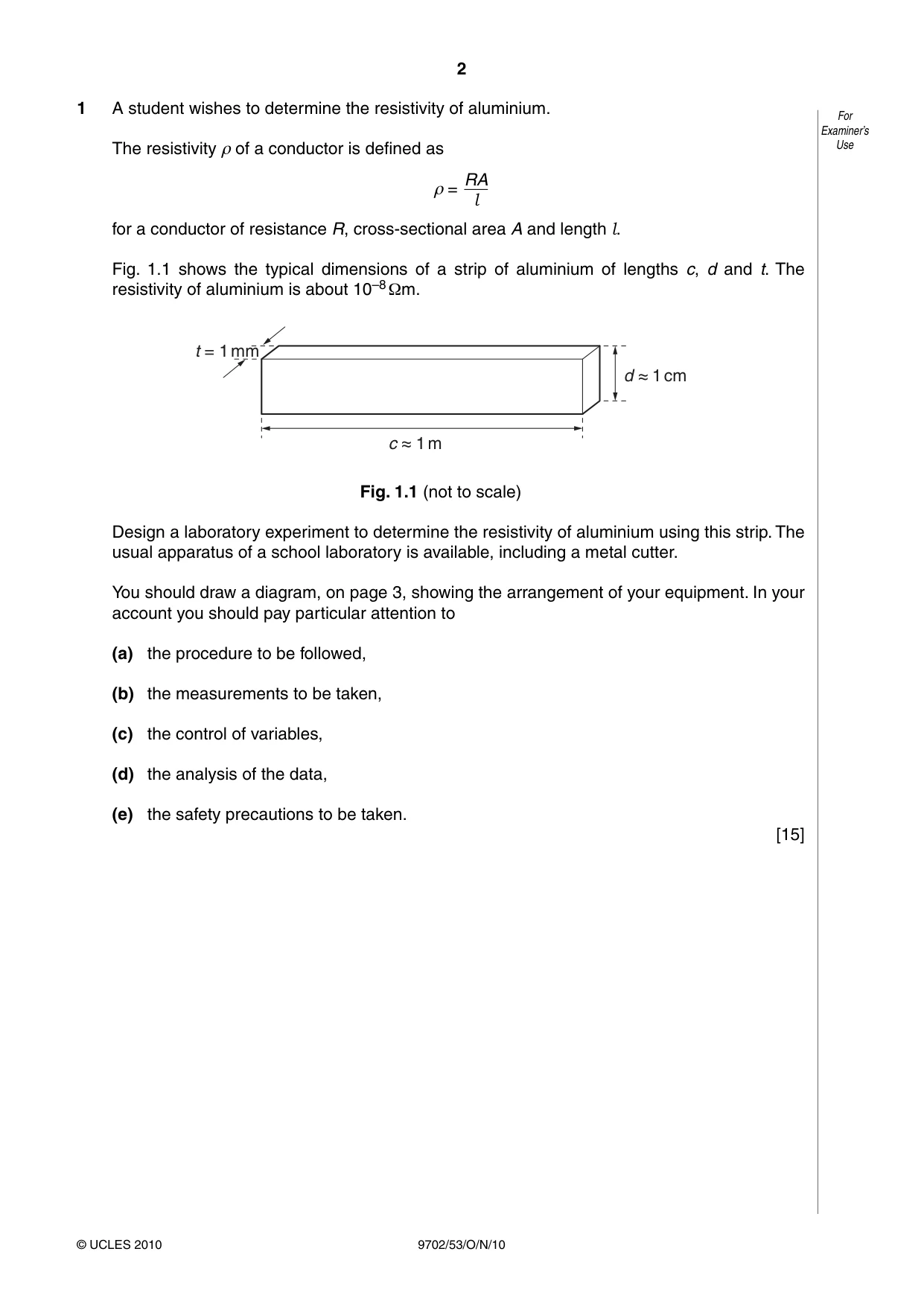 Cambridge A Level Physics 9702 2010 Oct/Nov Paper 5 · Variant 3 question paper, page 2 of 8