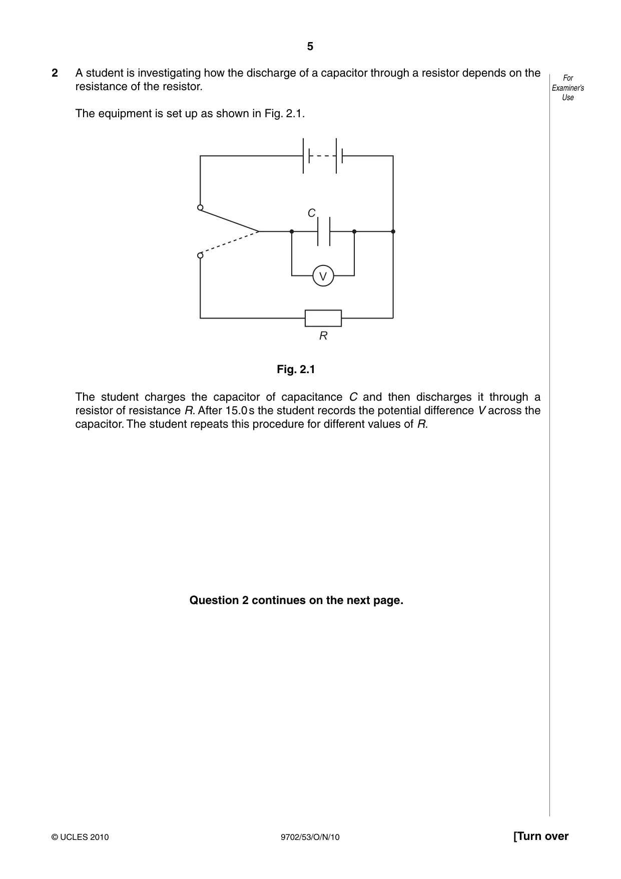 Cambridge A Level Physics 9702 2010 Oct/Nov Paper 5 · Variant 3 question paper, page 5 of 8