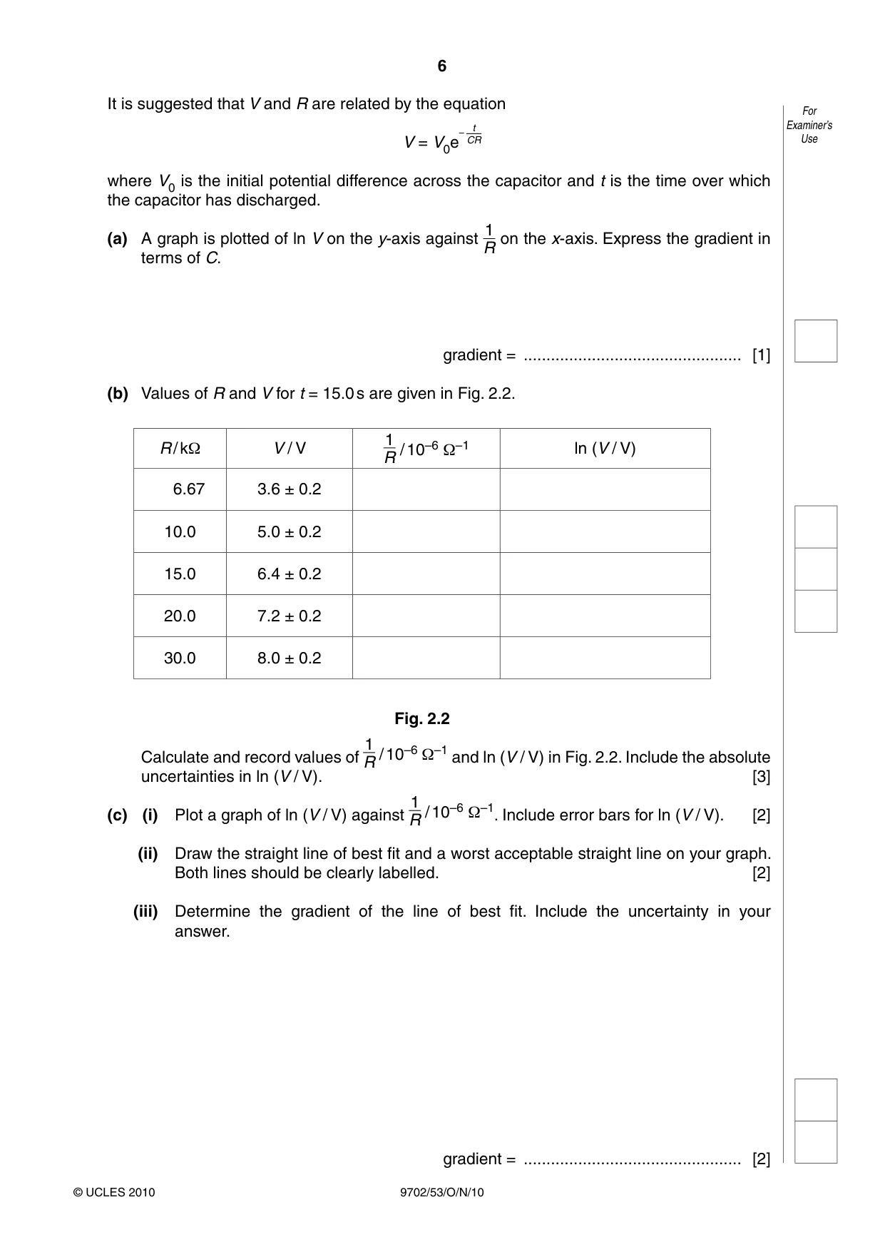 Cambridge A Level Physics 9702 2010 Oct/Nov Paper 5 · Variant 3 question paper, page 6 of 8