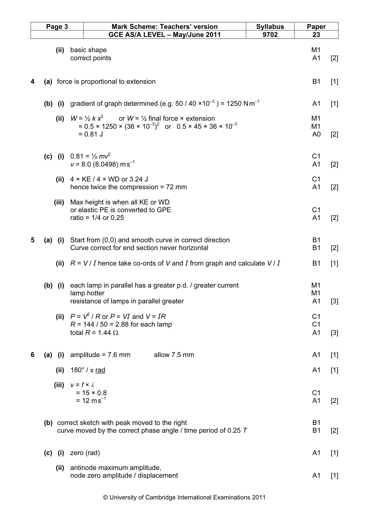 Mark scheme, page 3 of 4