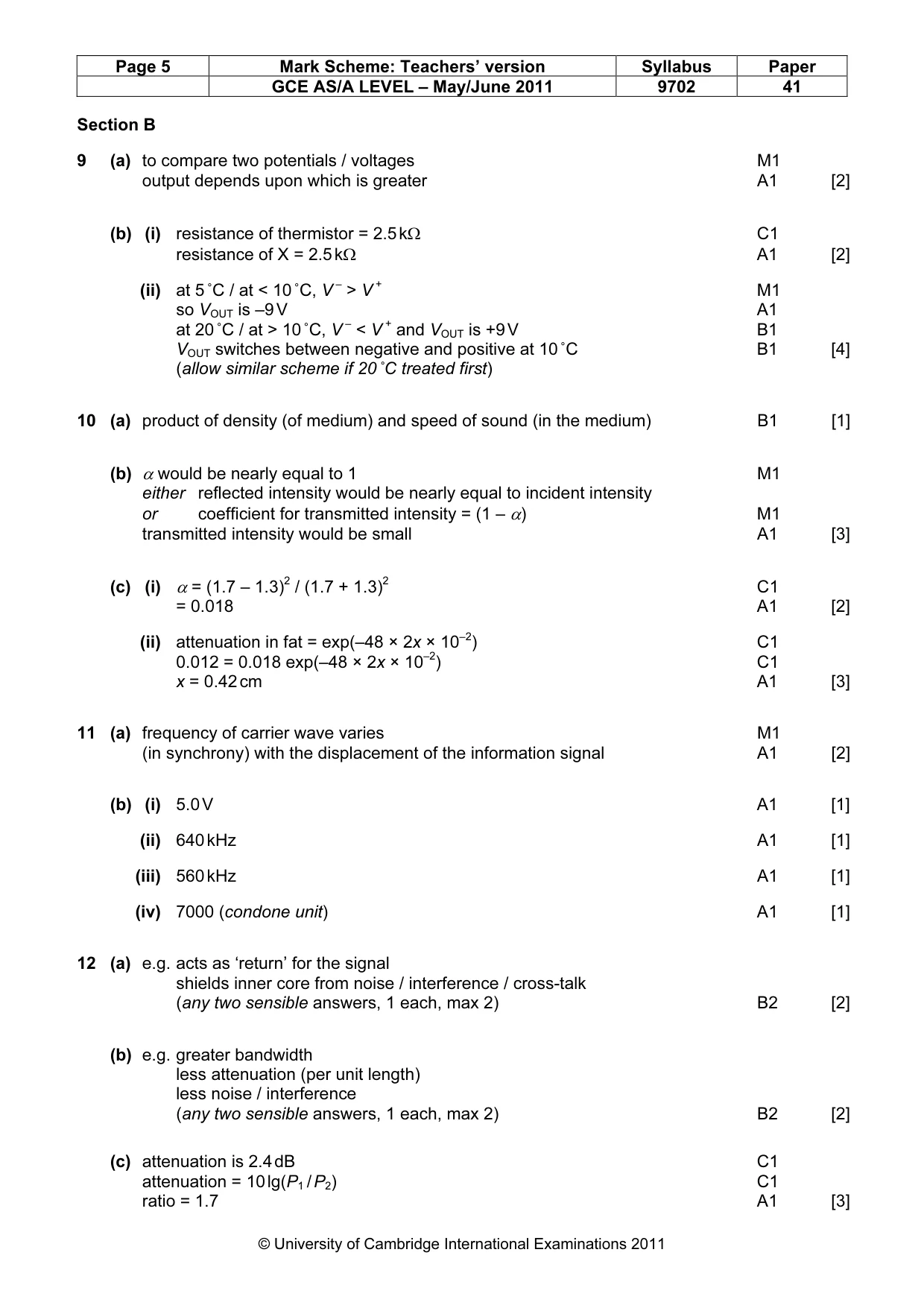 Mark scheme, page 5 of 5