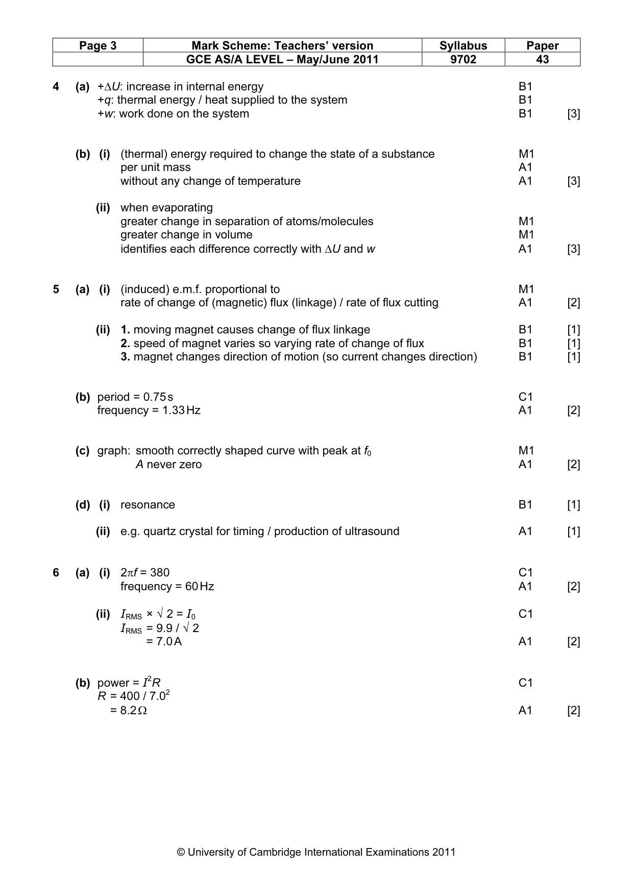 Mark scheme, page 3 of 6