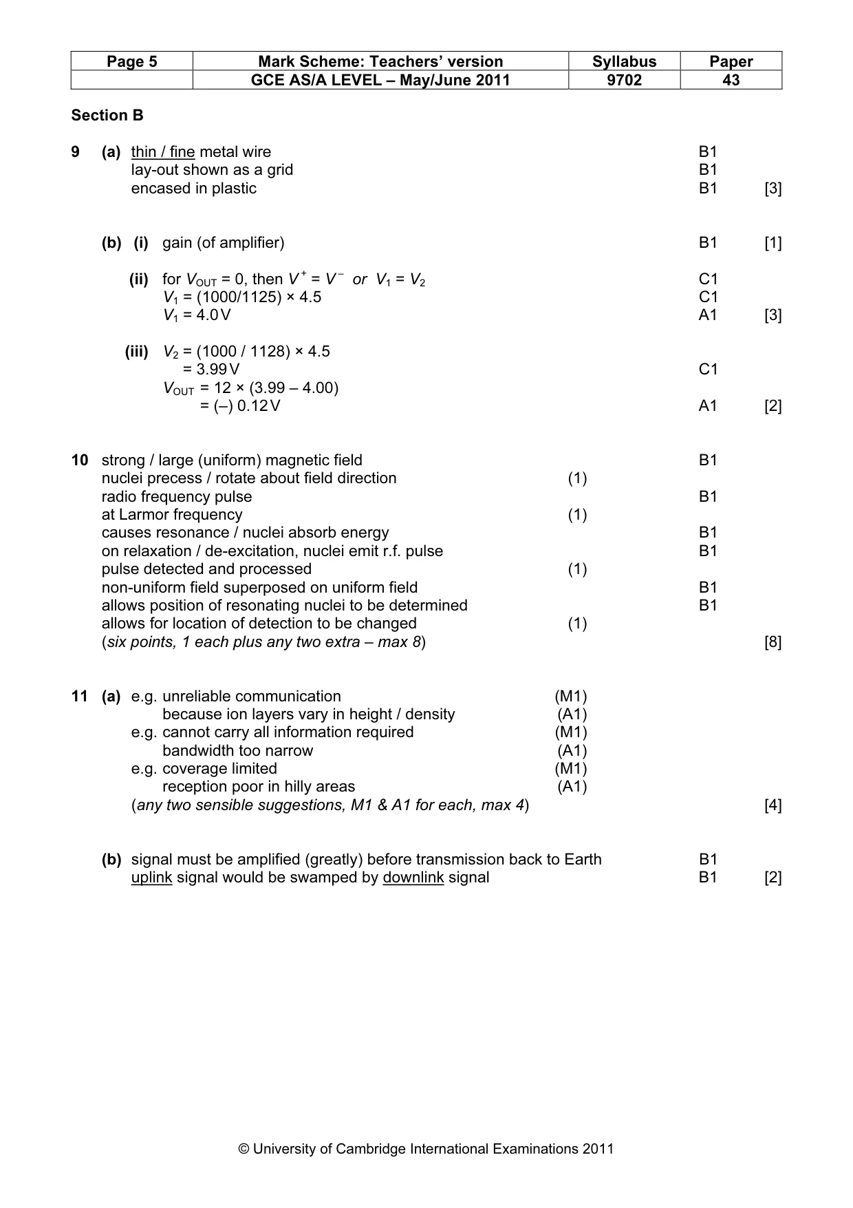 Mark scheme, page 5 of 6