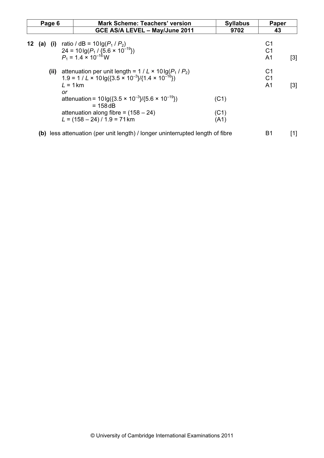 Mark scheme, page 6 of 6