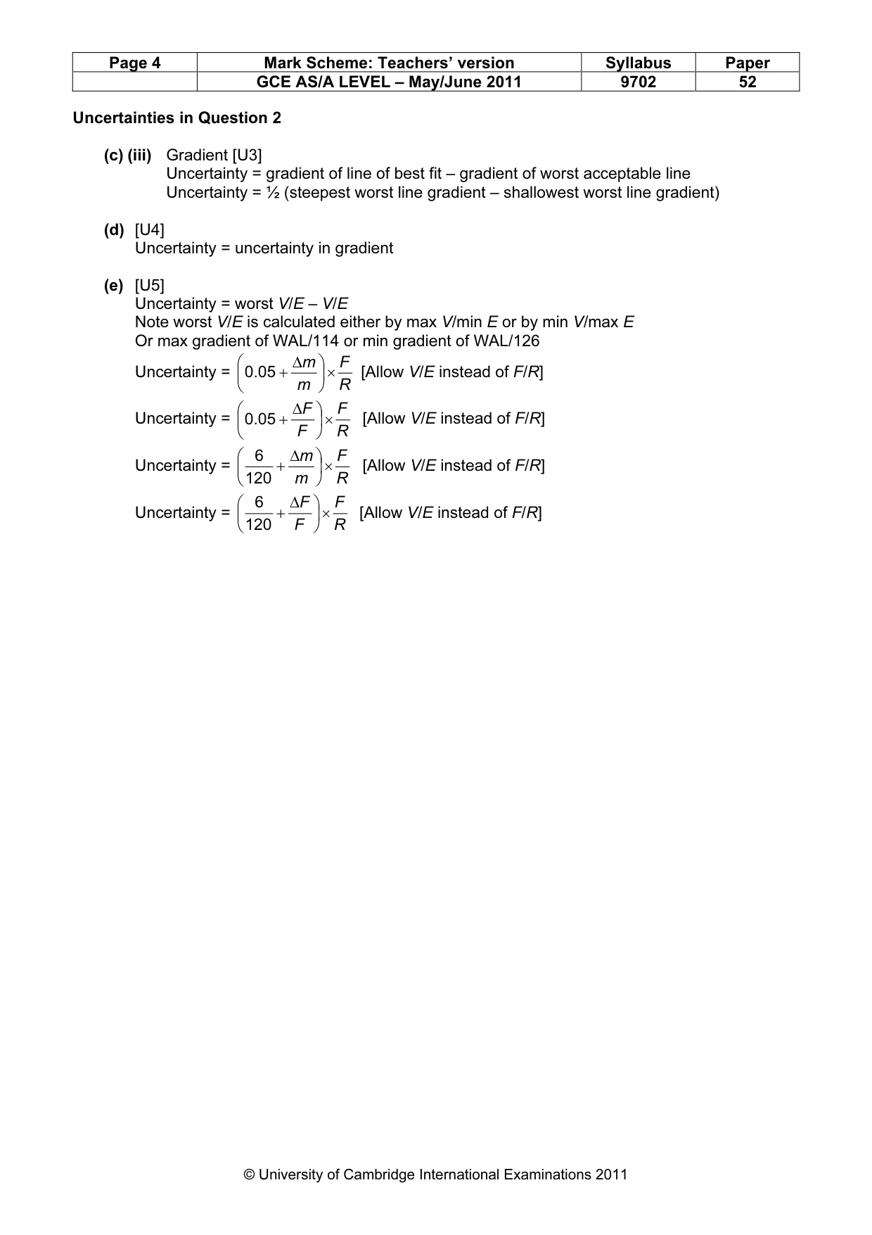 Mark scheme, page 4 of 4