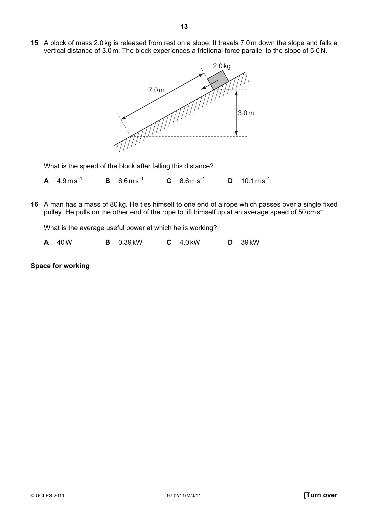 Cambridge A Level Physics 9702 2011 May/June Paper 1 · Variant 1 question paper, page 13 of 28