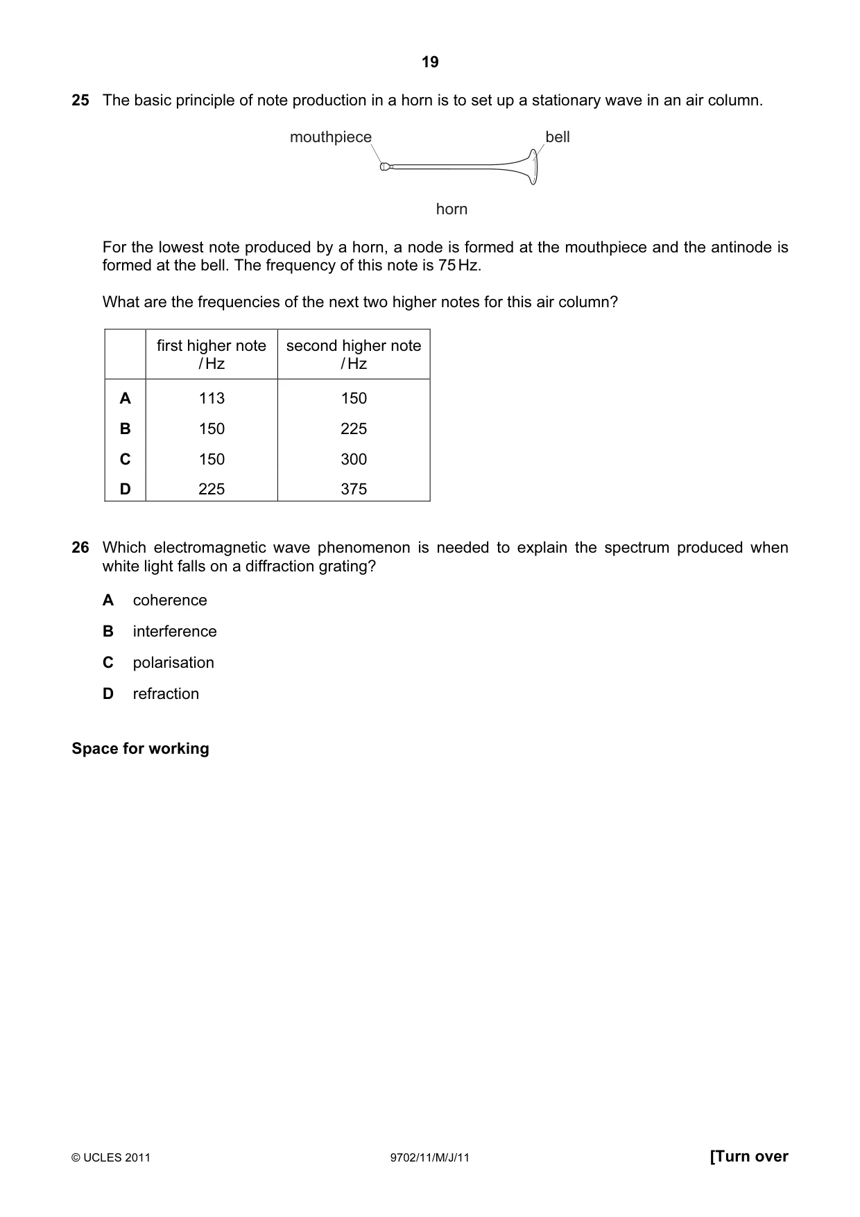 Cambridge A Level Physics 9702 2011 May/June Paper 1 · Variant 1 question paper, page 19 of 28