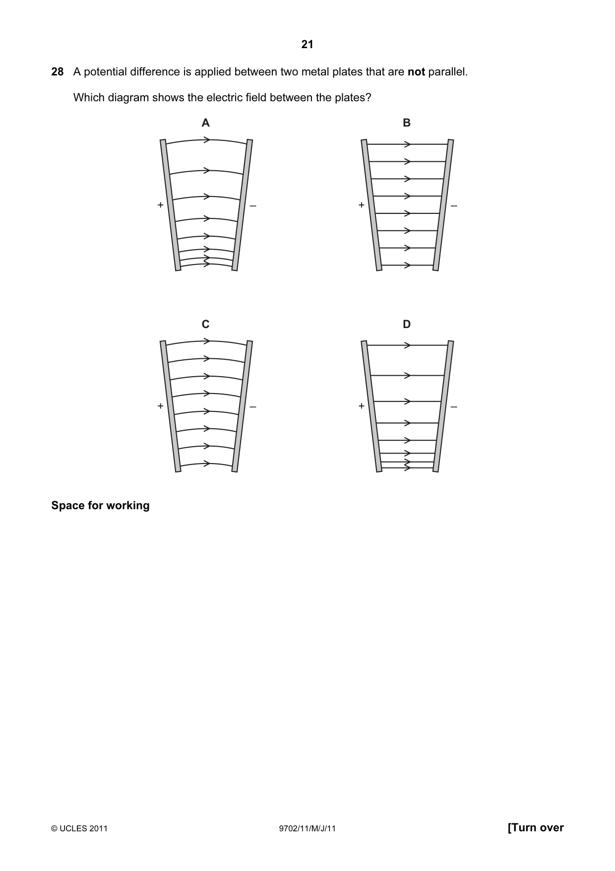 Cambridge A Level Physics 9702 2011 May/June Paper 1 · Variant 1 question paper, page 21 of 28