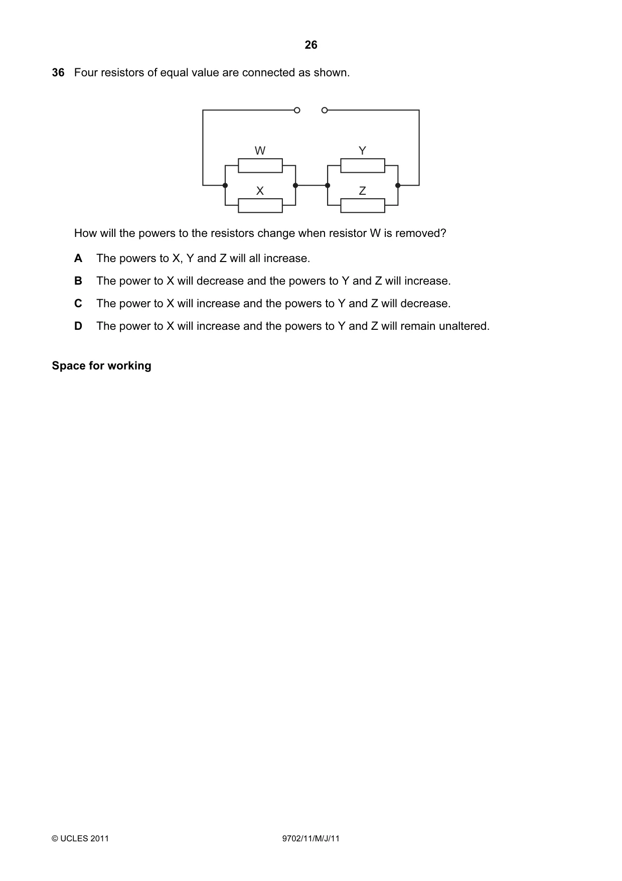 Cambridge A Level Physics 9702 2011 May/June Paper 1 · Variant 1 question paper, page 26 of 28