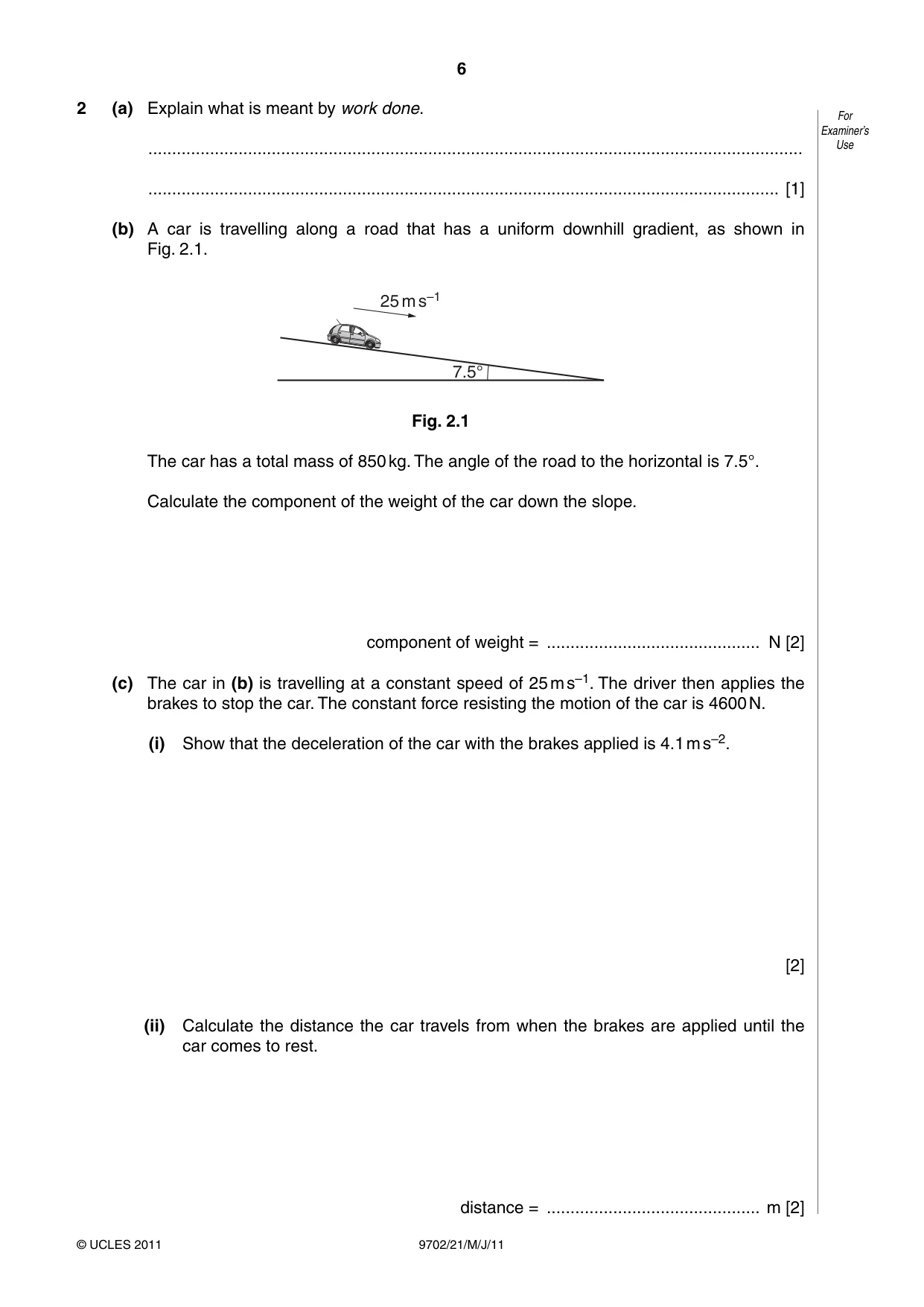 Cambridge A Level Physics 9702 2011 May/June Paper 2 · Variant 1 question paper, page 6 of 16