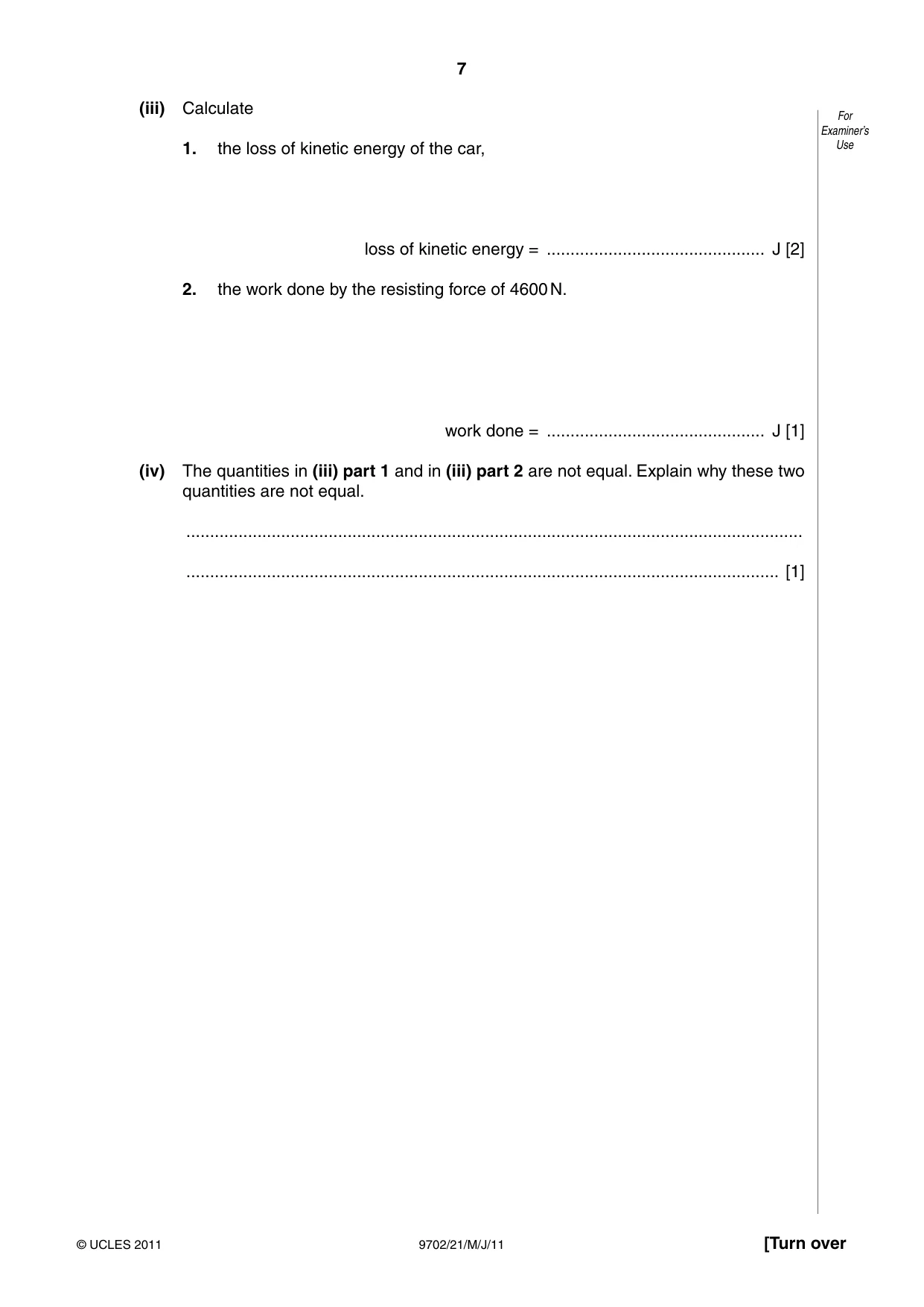 Cambridge A Level Physics 9702 2011 May/June Paper 2 · Variant 1 question paper, page 7 of 16