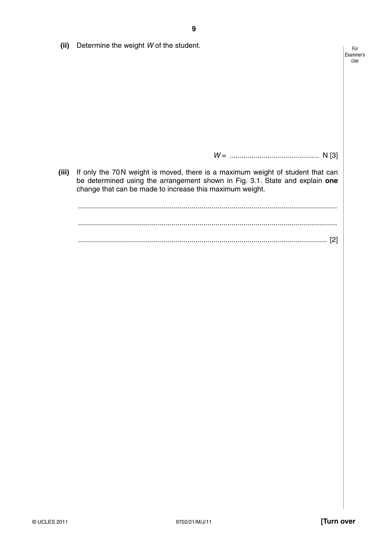 Cambridge A Level Physics 9702 2011 May/June Paper 2 · Variant 1 question paper, page 9 of 16