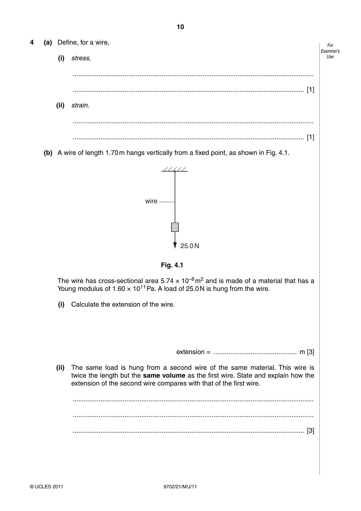 Cambridge A Level Physics 9702 2011 May/June Paper 2 · Variant 1 question paper, page 10 of 16