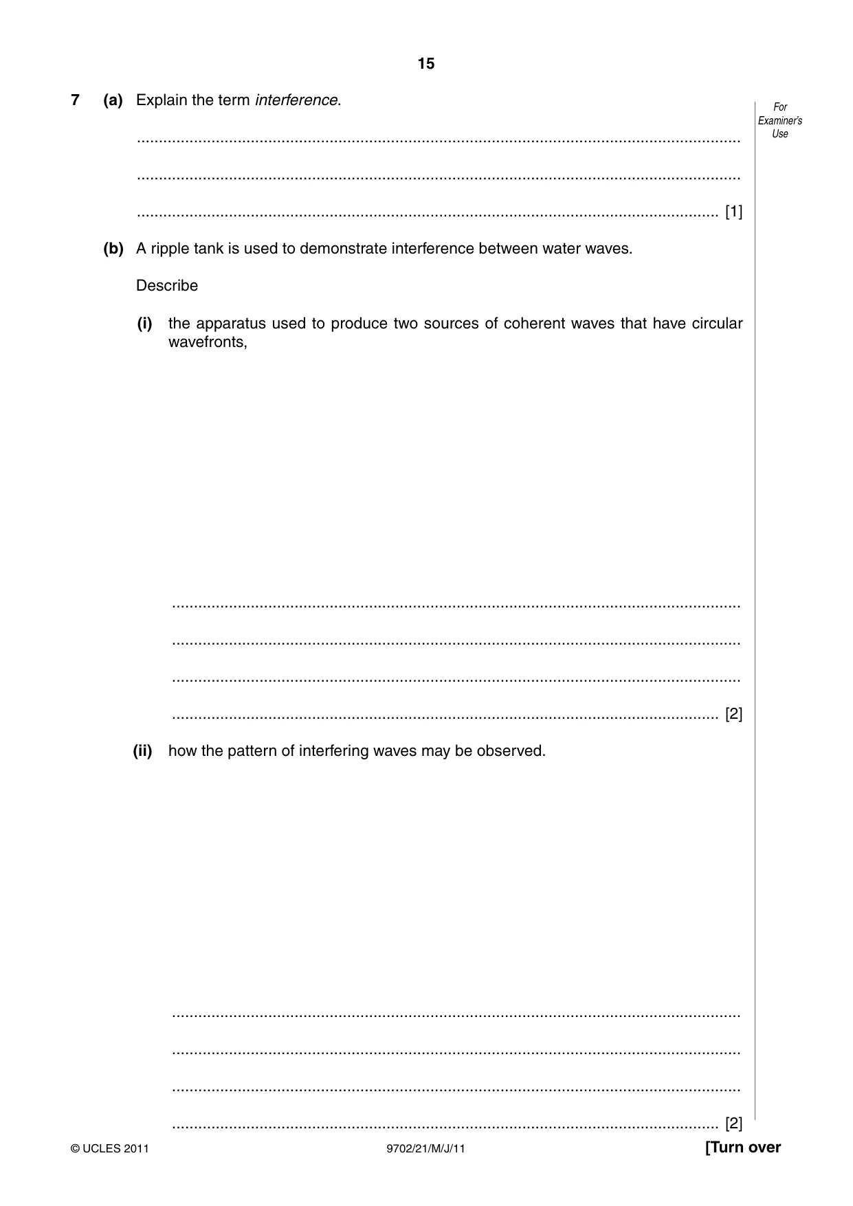 Cambridge A Level Physics 9702 2011 May/June Paper 2 · Variant 1 question paper, page 15 of 16