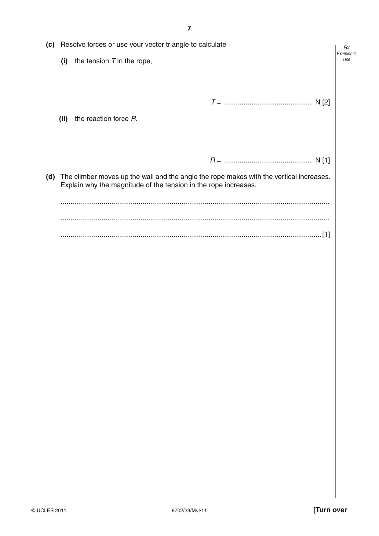 Cambridge A Level Physics 9702 2011 May/June Paper 2 · Variant 3 question paper, page 7 of 16