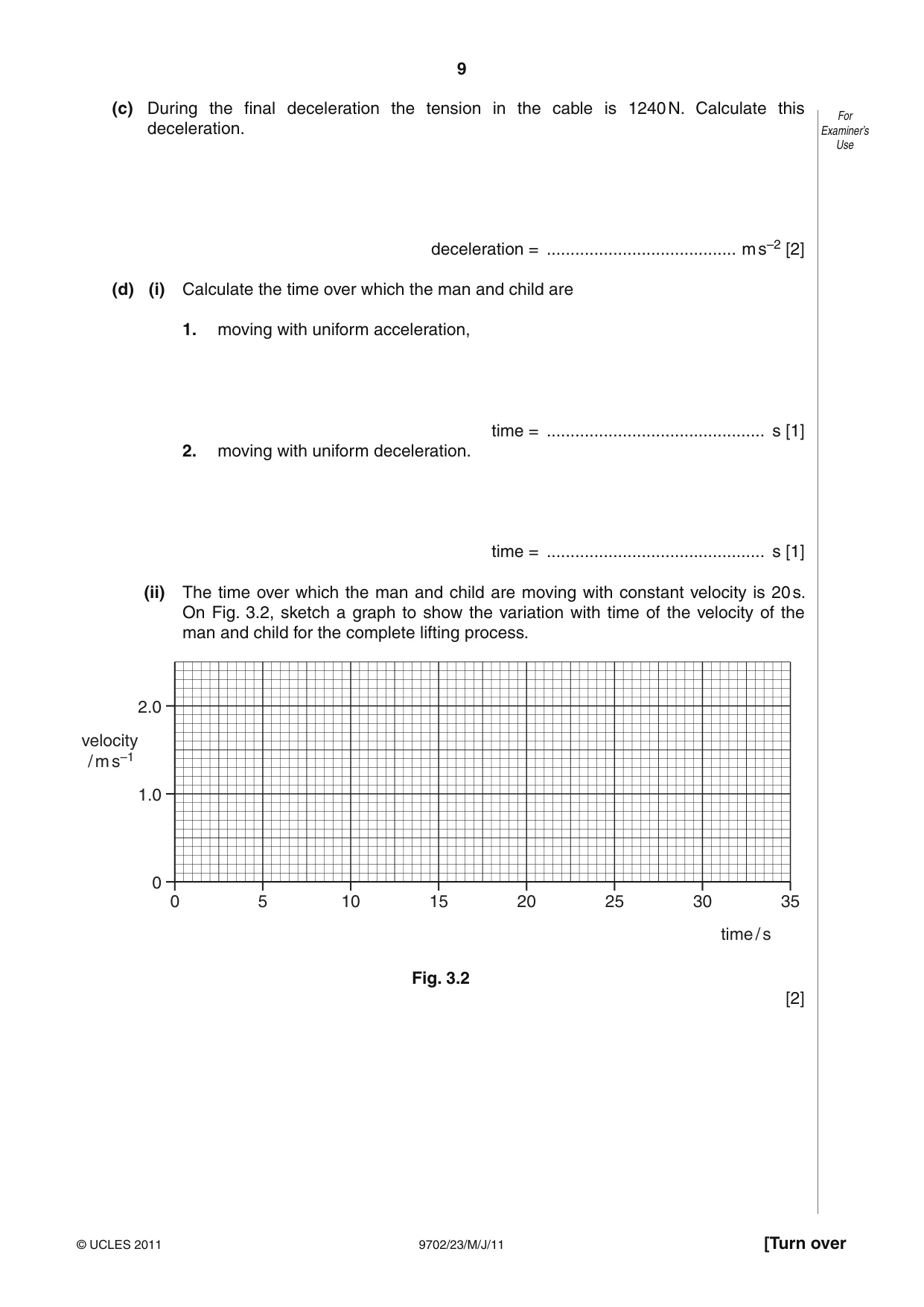 Cambridge A Level Physics 9702 2011 May/June Paper 2 · Variant 3 question paper, page 9 of 16