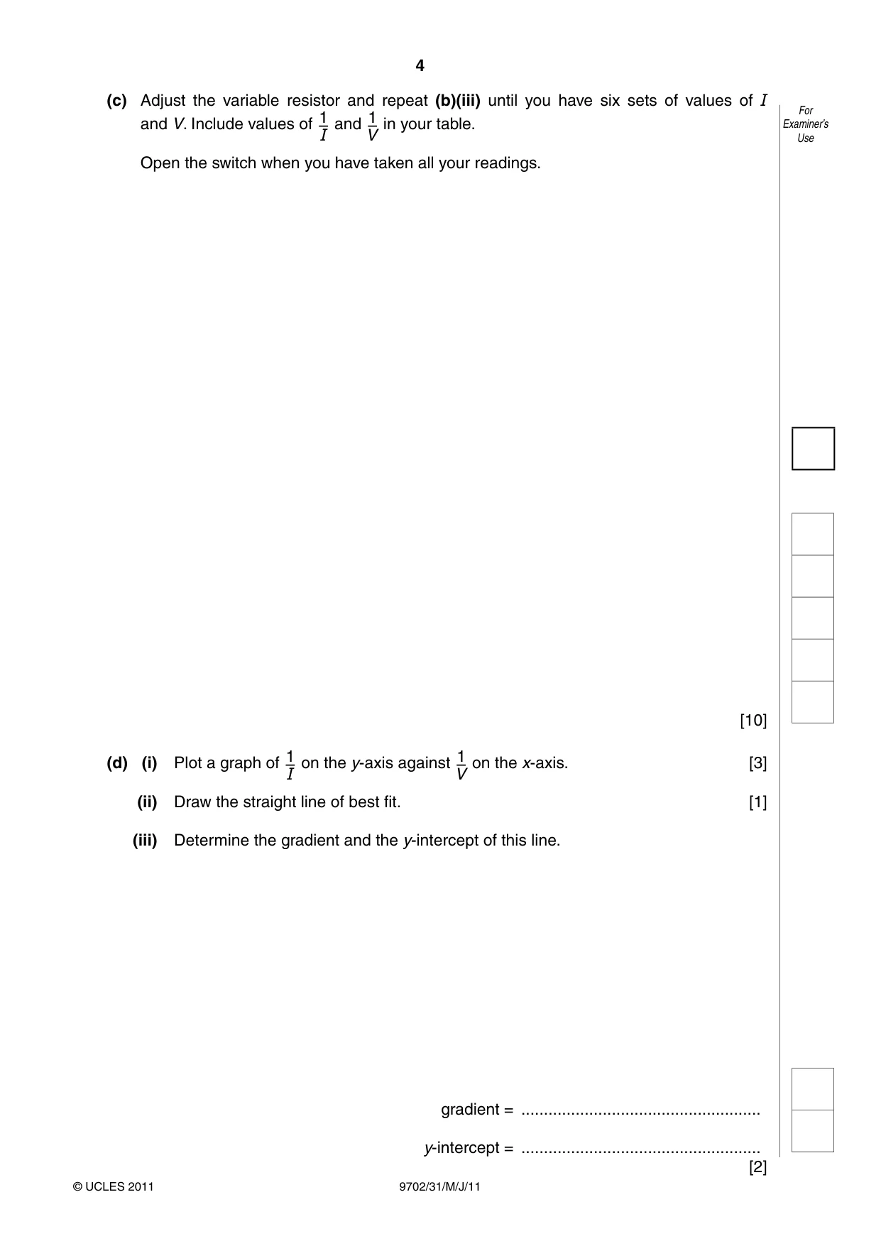 Cambridge A Level Physics 9702 2011 May/June Paper 3 · Variant 1 question paper, page 4 of 12