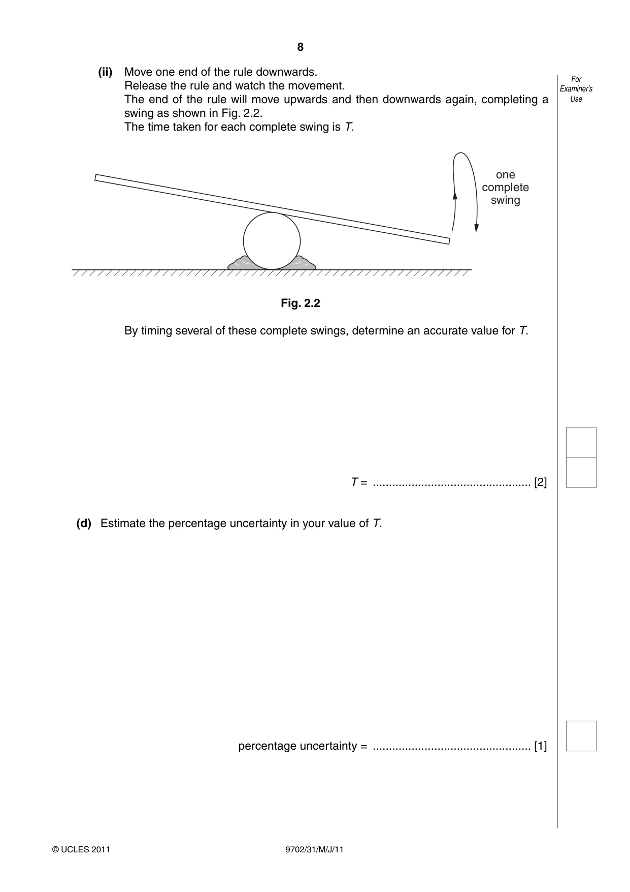 Cambridge A Level Physics 9702 2011 May/June Paper 3 · Variant 1 question paper, page 8 of 12
