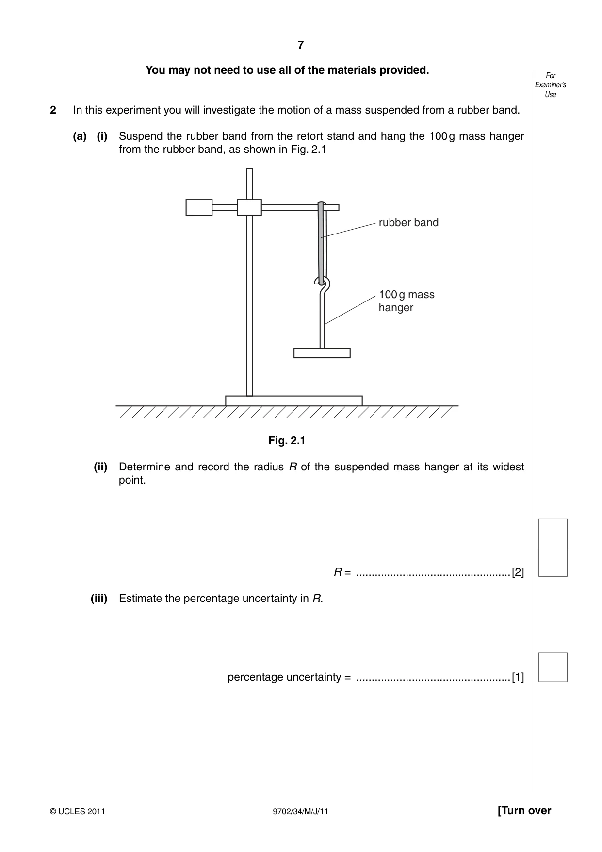 Cambridge A Level Physics 9702 2011 May/June Paper 3 · Variant 4 question paper, page 7 of 12