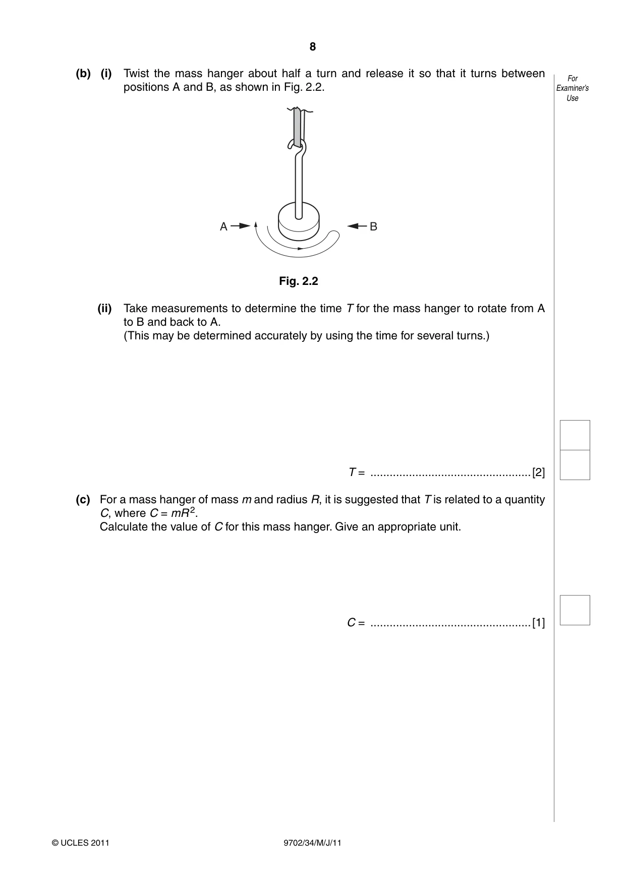 Cambridge A Level Physics 9702 2011 May/June Paper 3 · Variant 4 question paper, page 8 of 12
