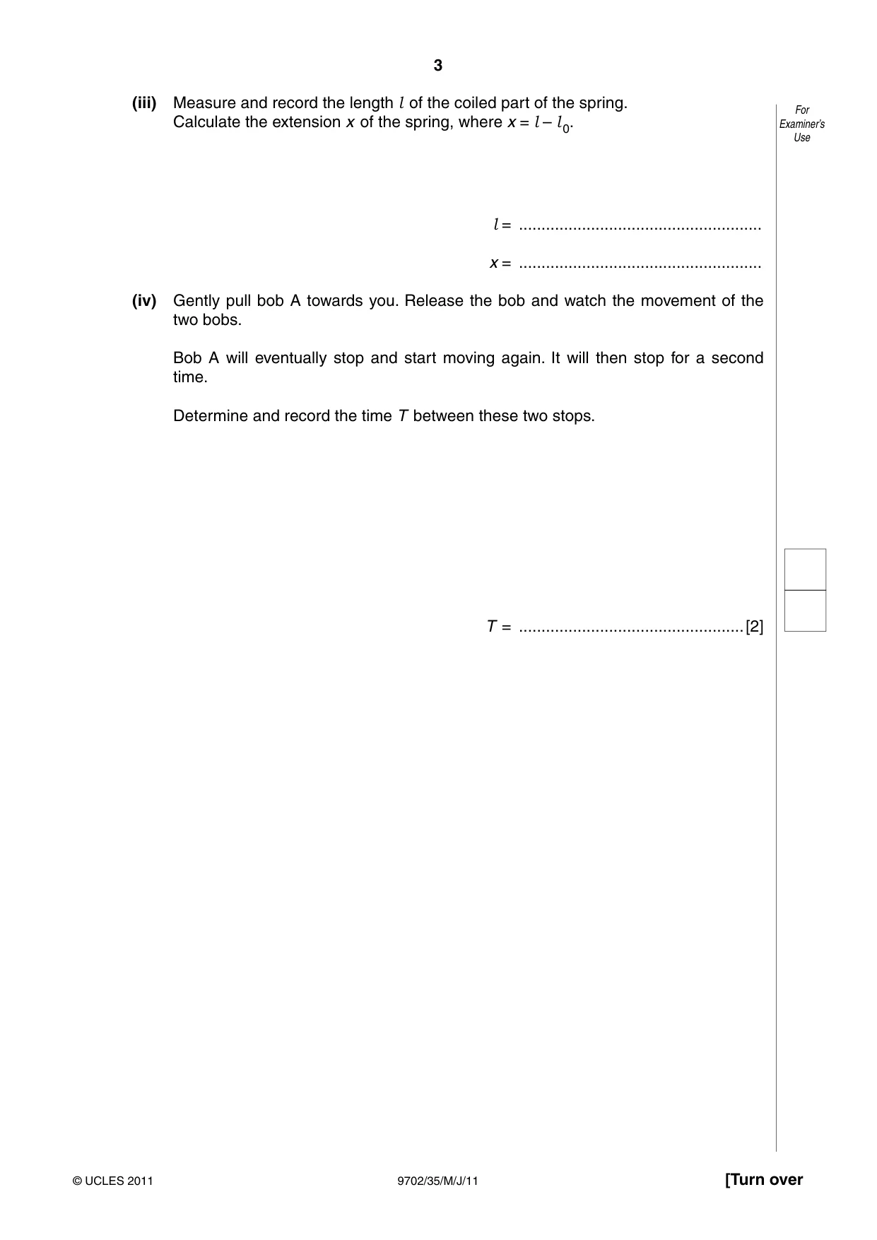 Cambridge A Level Physics 9702 2011 May/June Paper 3 · Variant 5 question paper, page 3 of 12