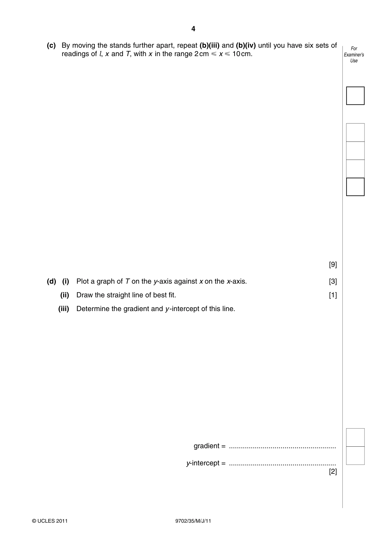 Cambridge A Level Physics 9702 2011 May/June Paper 3 · Variant 5 question paper, page 4 of 12