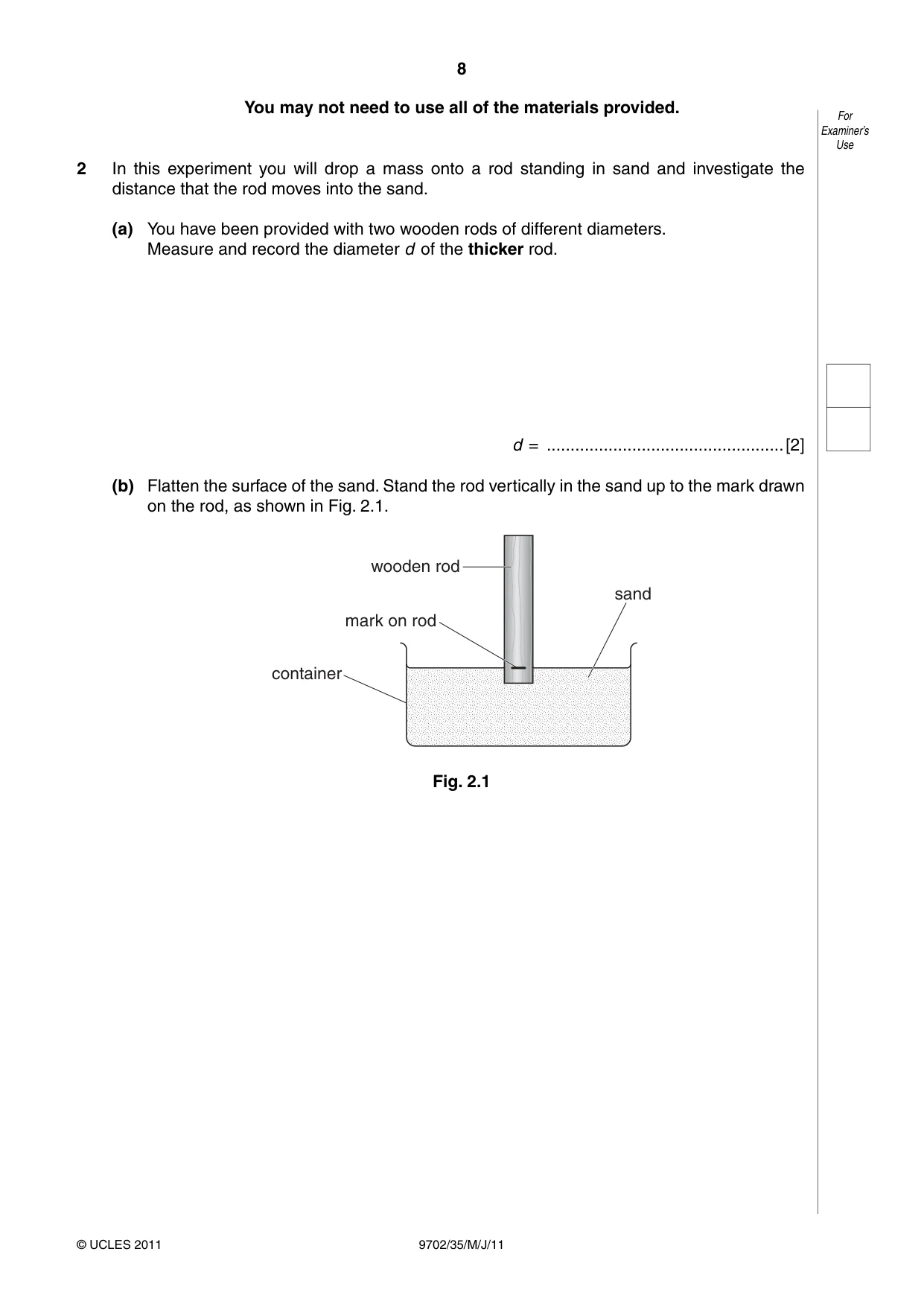 Cambridge A Level Physics 9702 2011 May/June Paper 3 · Variant 5 question paper, page 8 of 12