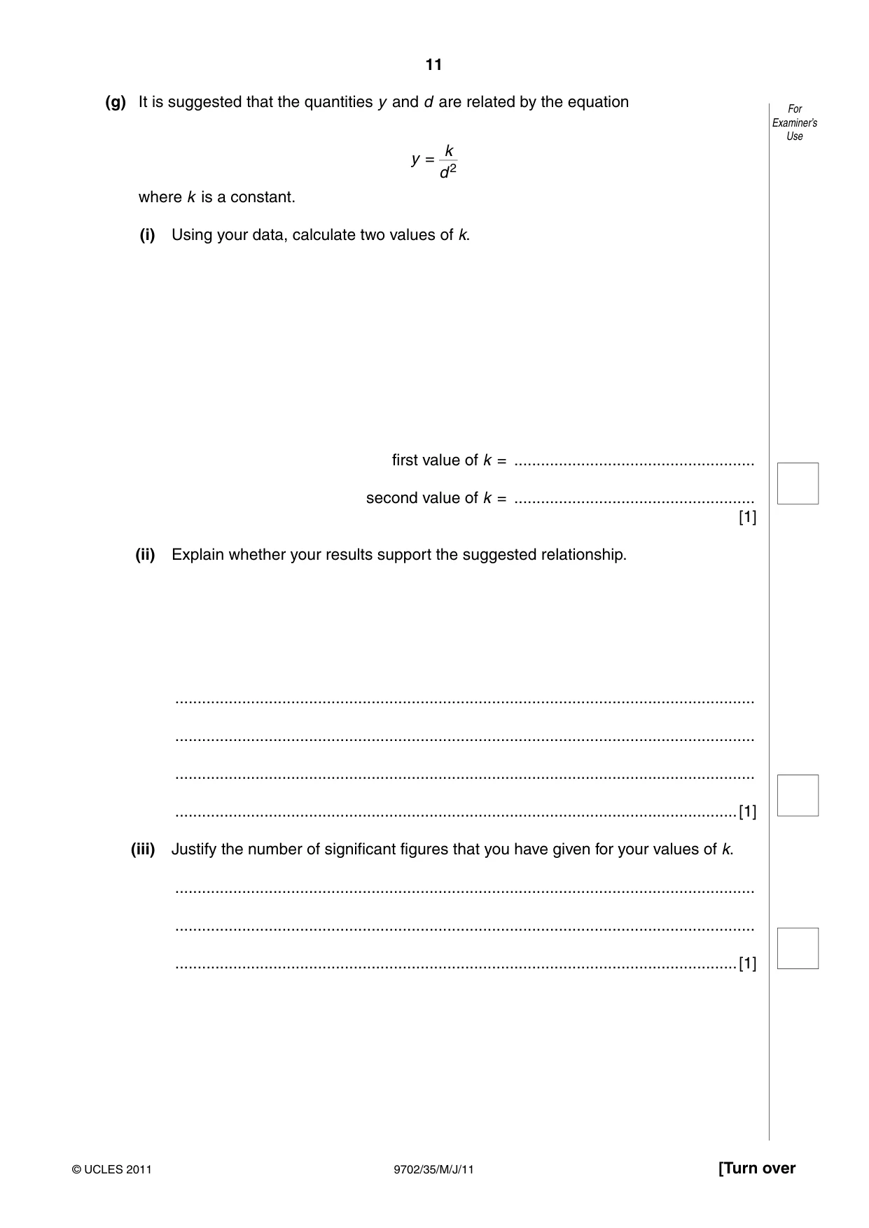 Cambridge A Level Physics 9702 2011 May/June Paper 3 · Variant 5 question paper, page 11 of 12