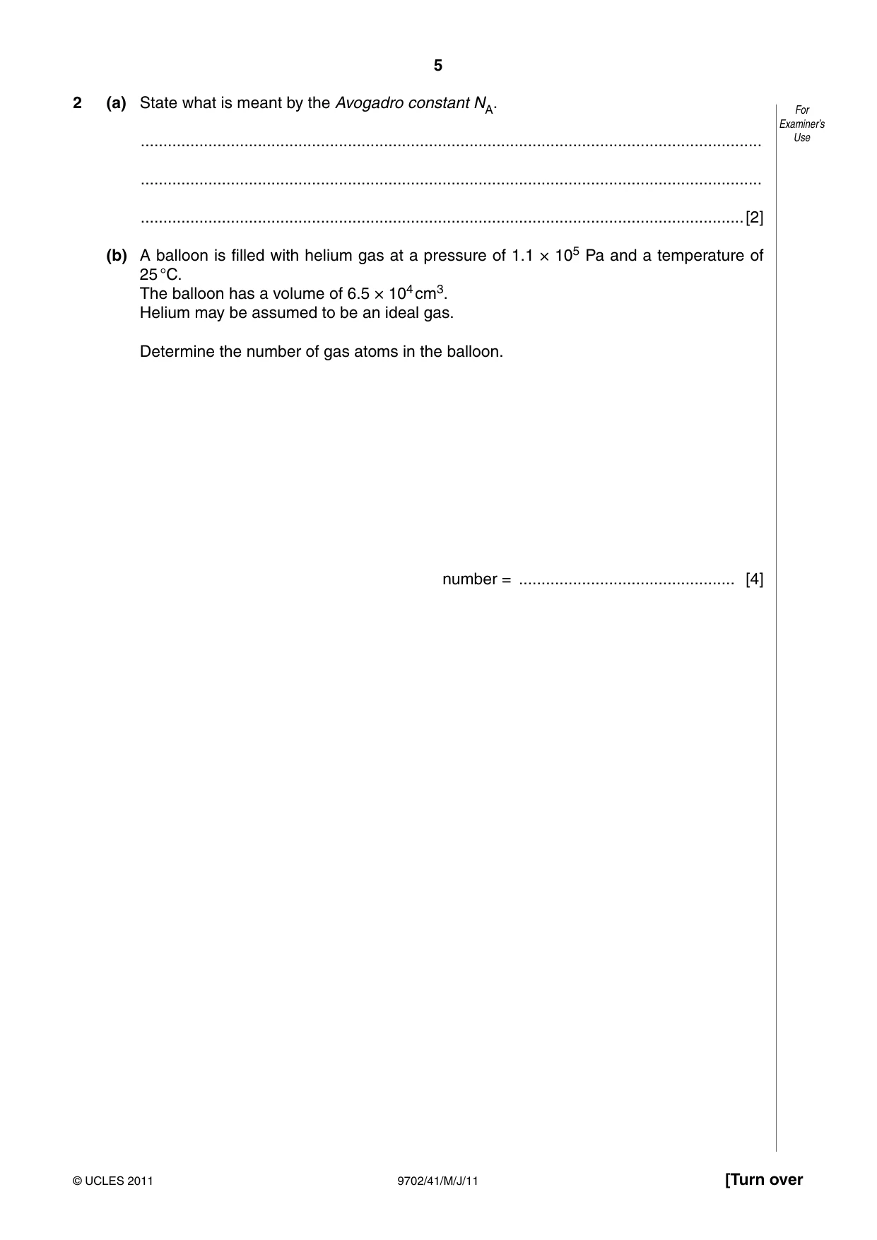 Cambridge A Level Physics 9702 2011 May/June Paper 4 · Variant 1 question paper, page 5 of 24