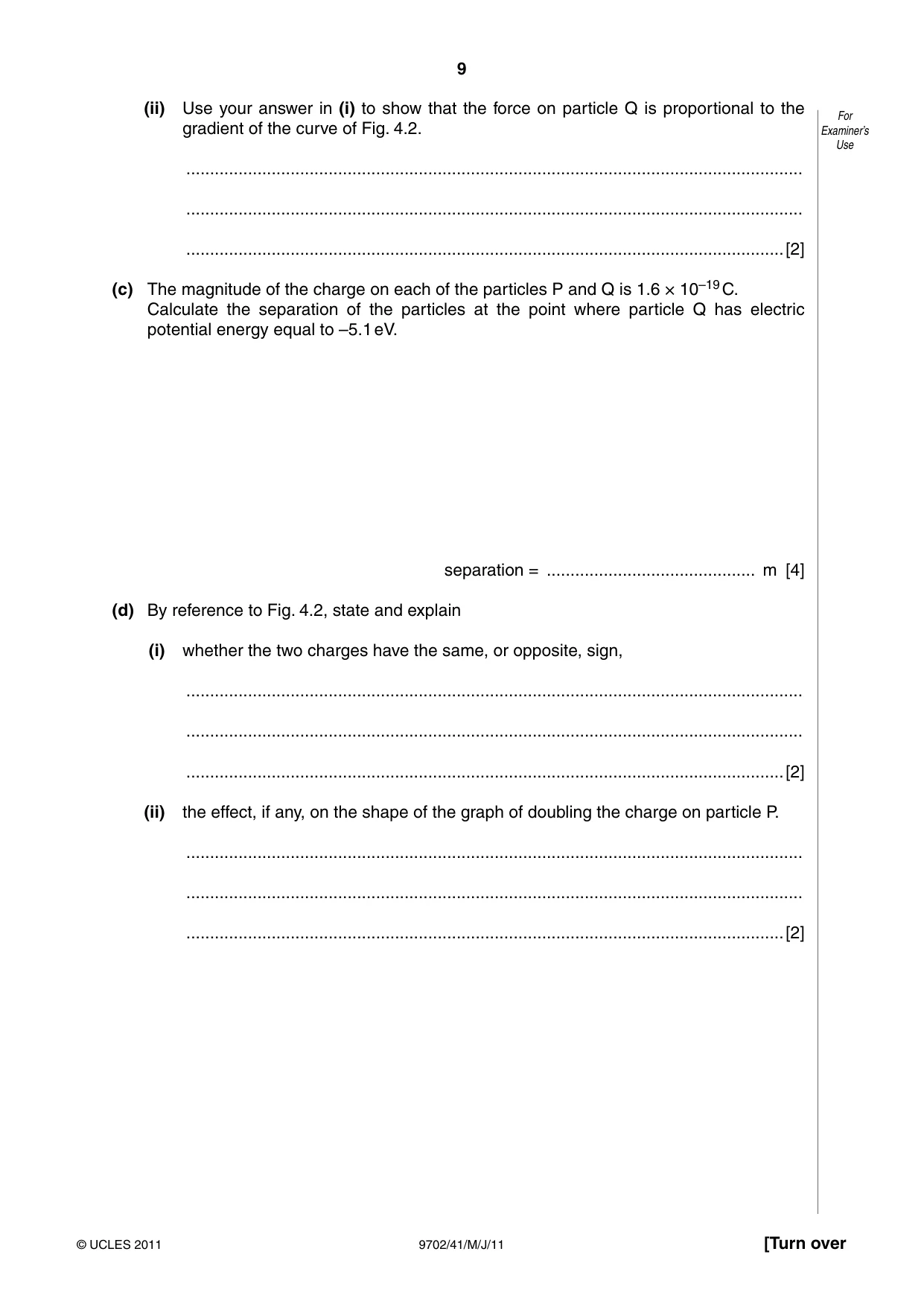 Cambridge A Level Physics 9702 2011 May/June Paper 4 · Variant 1 question paper, page 9 of 24