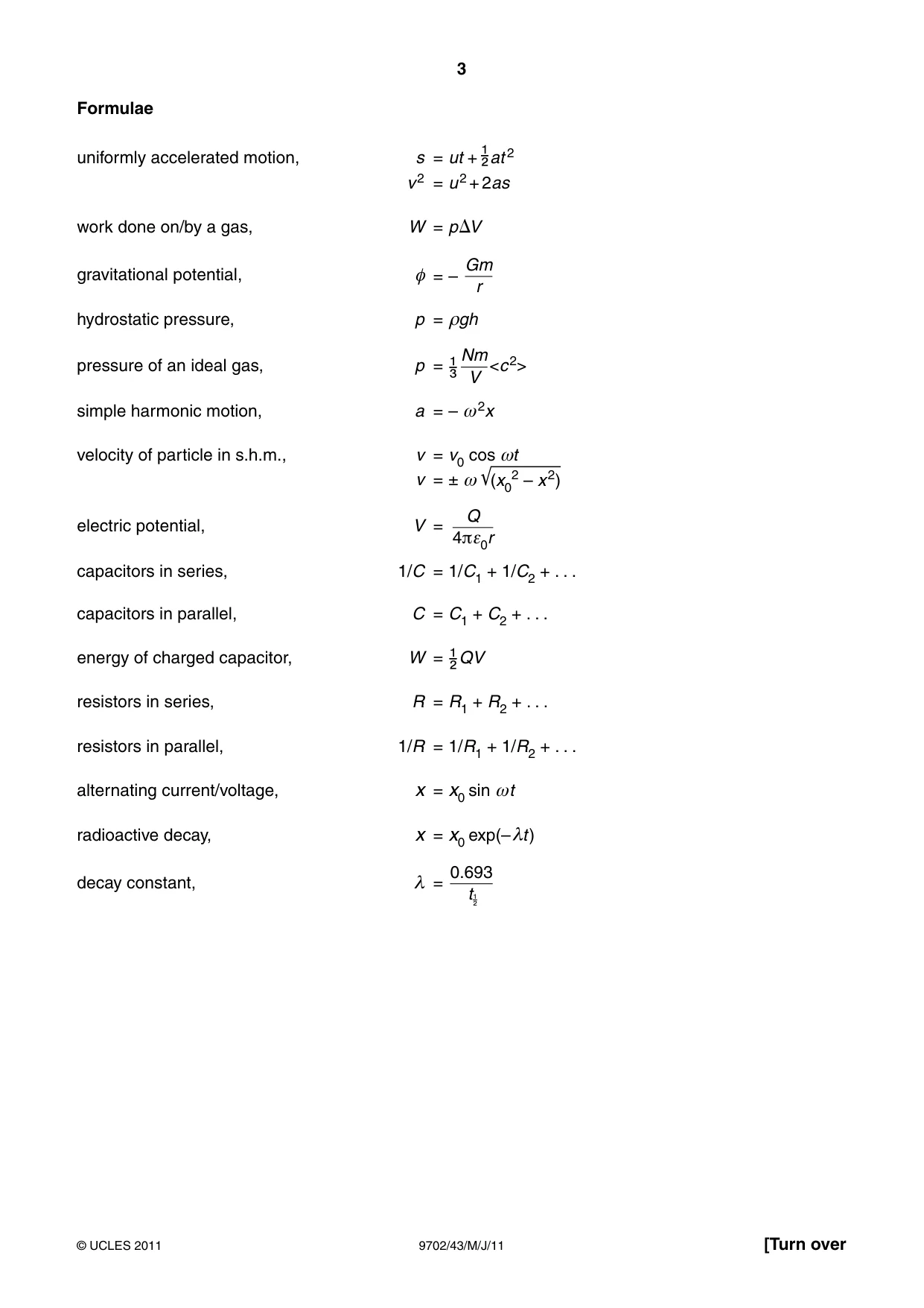 Cambridge A Level Physics 9702 2011 May/June Paper 4 · Variant 3 question paper, page 3 of 24