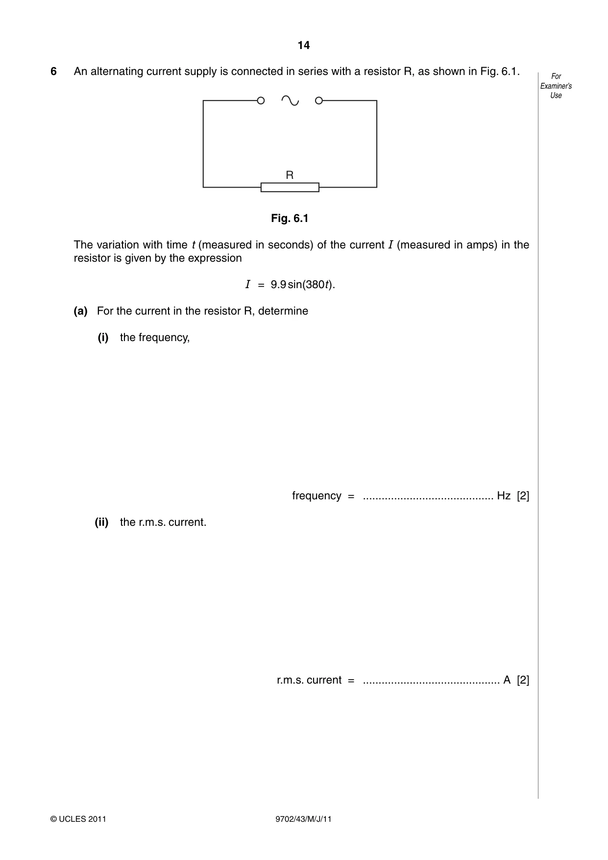 Cambridge A Level Physics 9702 2011 May/June Paper 4 · Variant 3 question paper, page 14 of 24