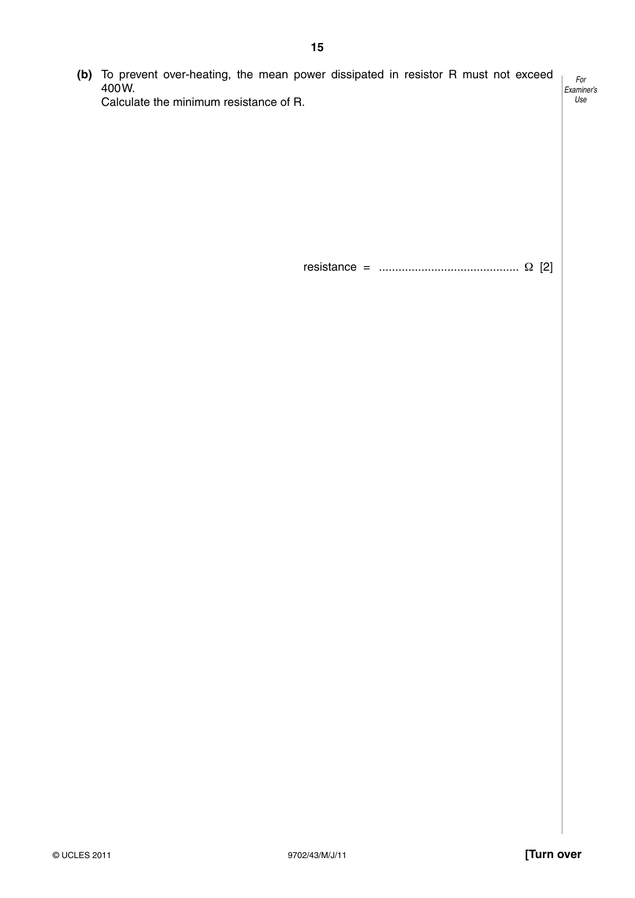 Cambridge A Level Physics 9702 2011 May/June Paper 4 · Variant 3 question paper, page 15 of 24