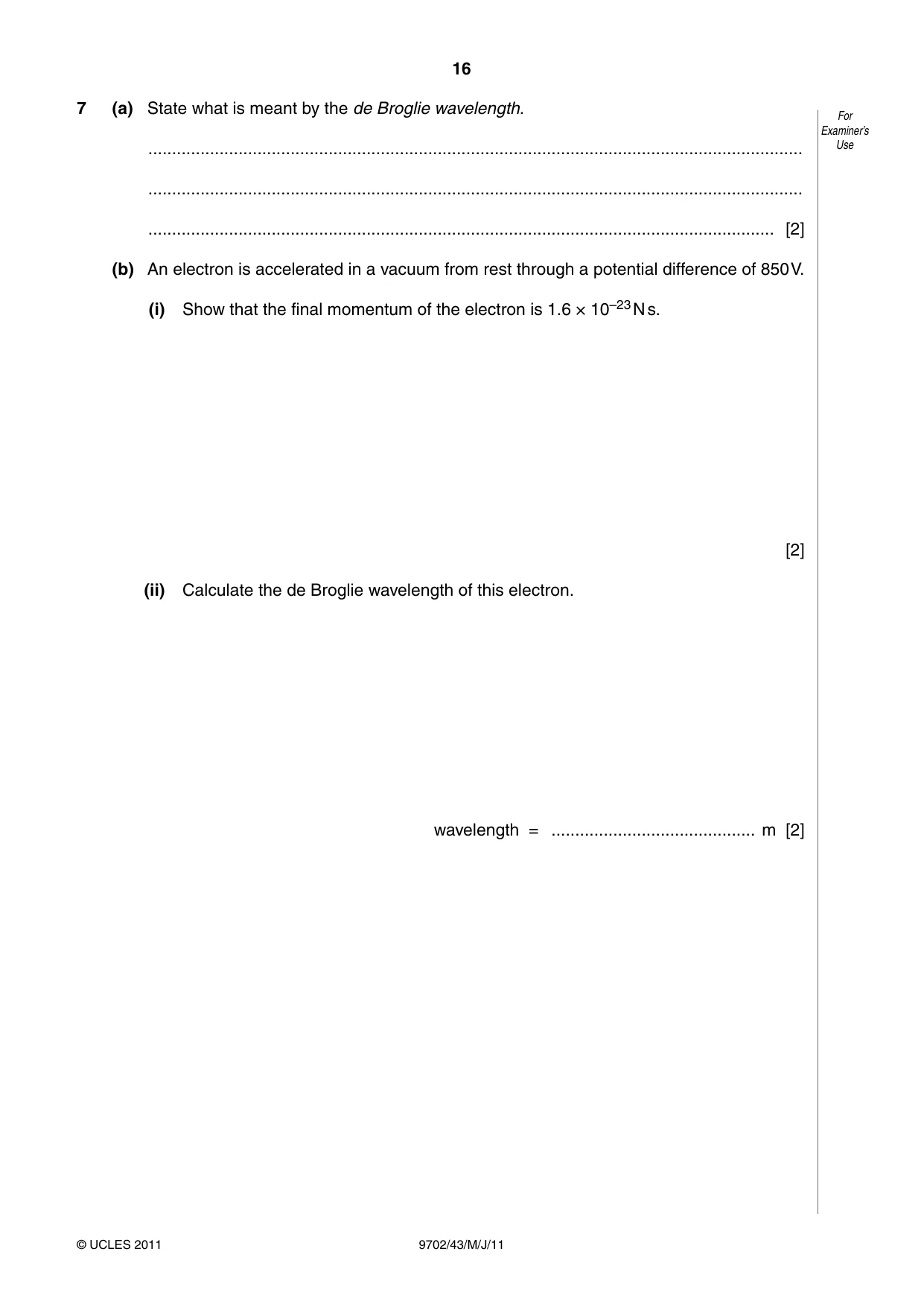 Cambridge A Level Physics 9702 2011 May/June Paper 4 · Variant 3 question paper, page 16 of 24