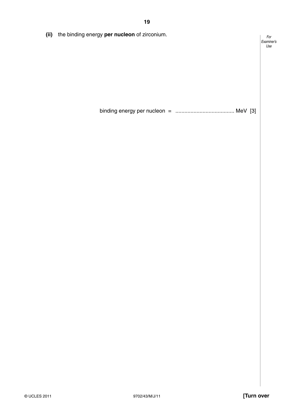 Cambridge A Level Physics 9702 2011 May/June Paper 4 · Variant 3 question paper, page 19 of 24
