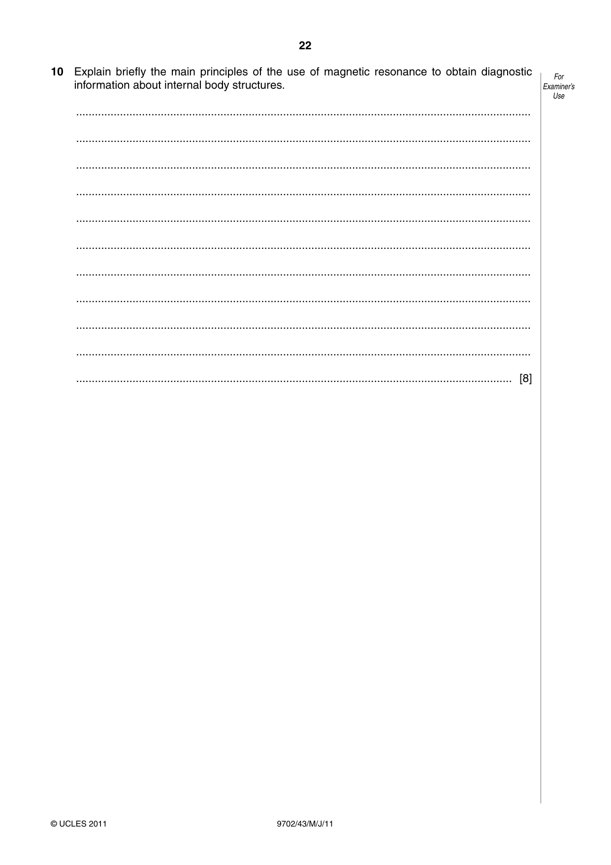 Cambridge A Level Physics 9702 2011 May/June Paper 4 · Variant 3 question paper, page 22 of 24