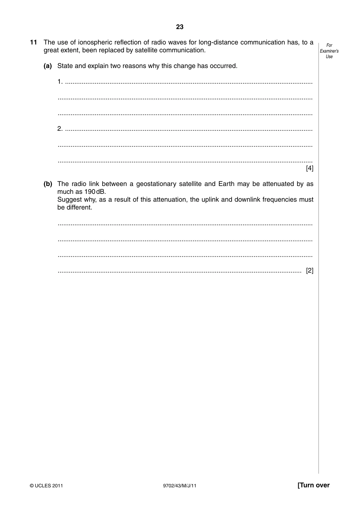 Cambridge A Level Physics 9702 2011 May/June Paper 4 · Variant 3 question paper, page 23 of 24