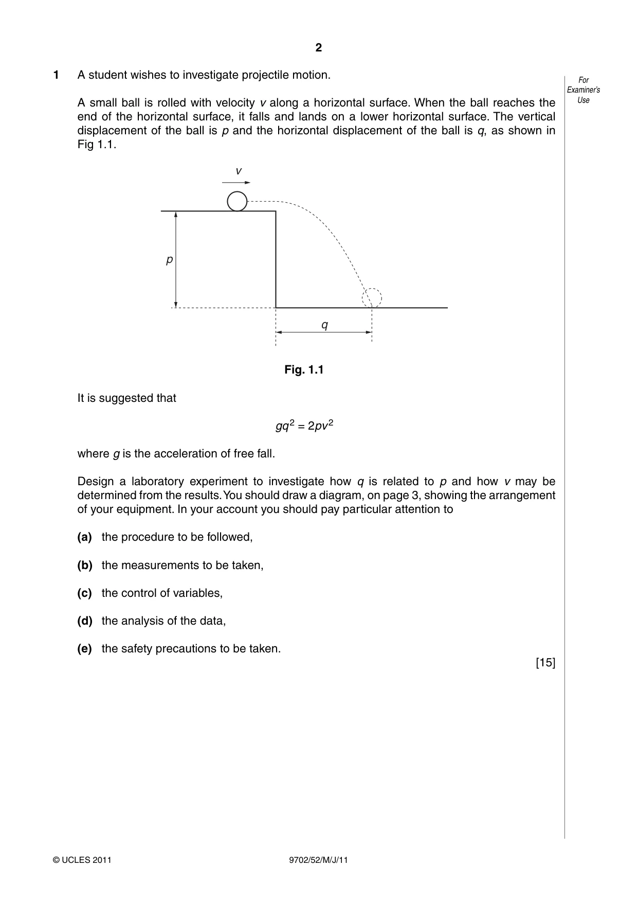 Cambridge A Level Physics 9702 2011 May/June Paper 5 · Variant 2 question paper, page 2 of 8